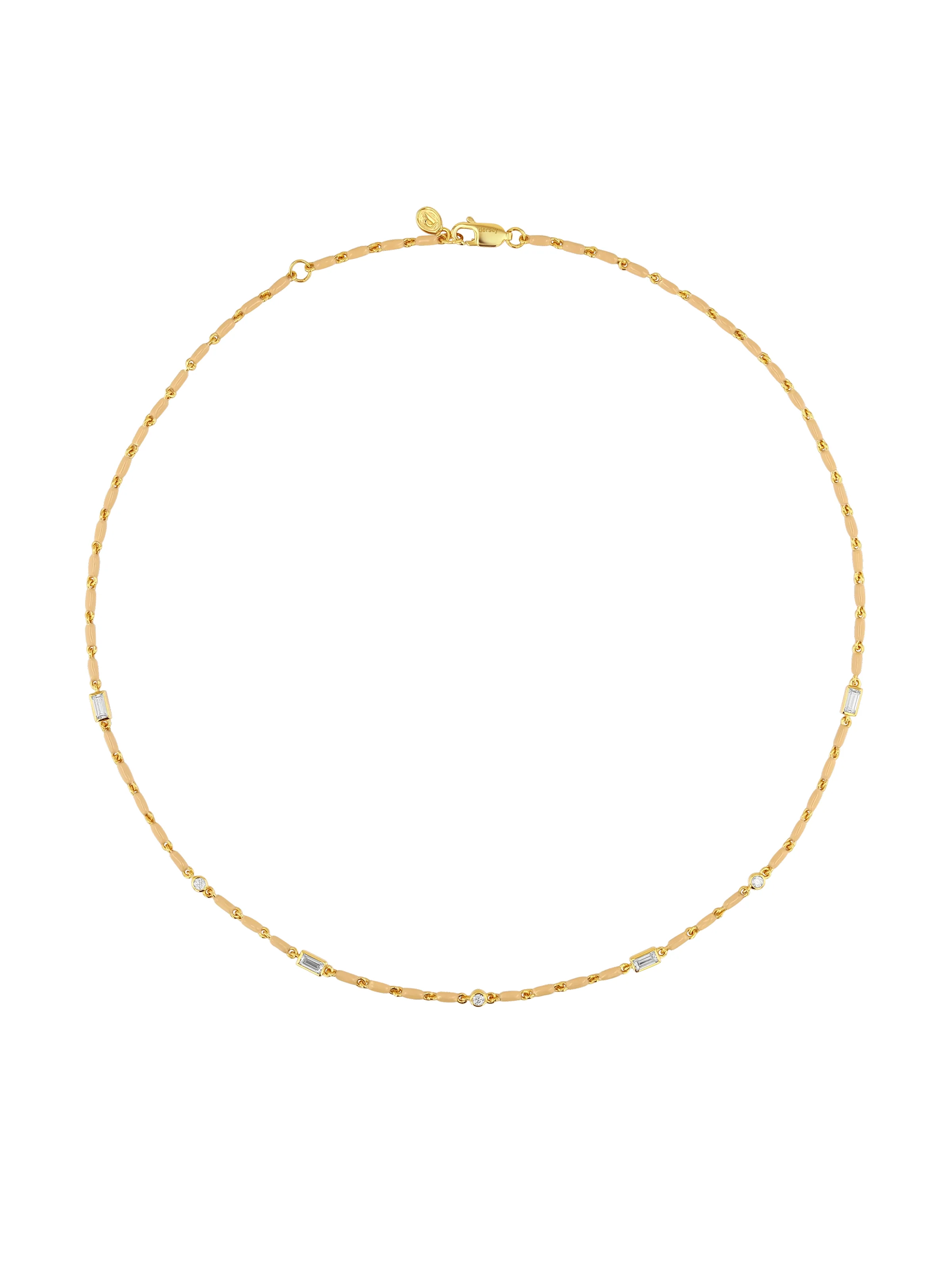 ENAMEL MOISSANITE NECKLACE IN SABLE, 18K GOLD VERMEIL