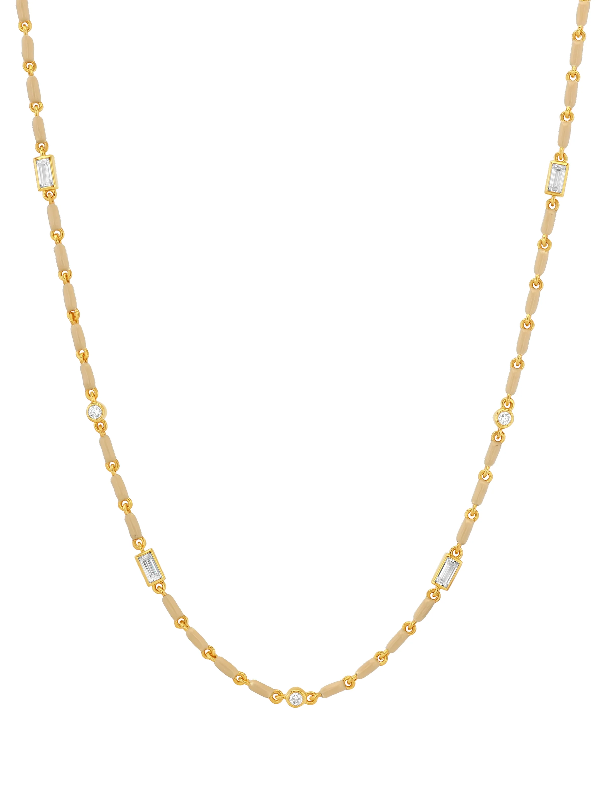 ENAMEL MOISSANITE NECKLACE IN SABLE, 18K GOLD VERMEIL - Image 2