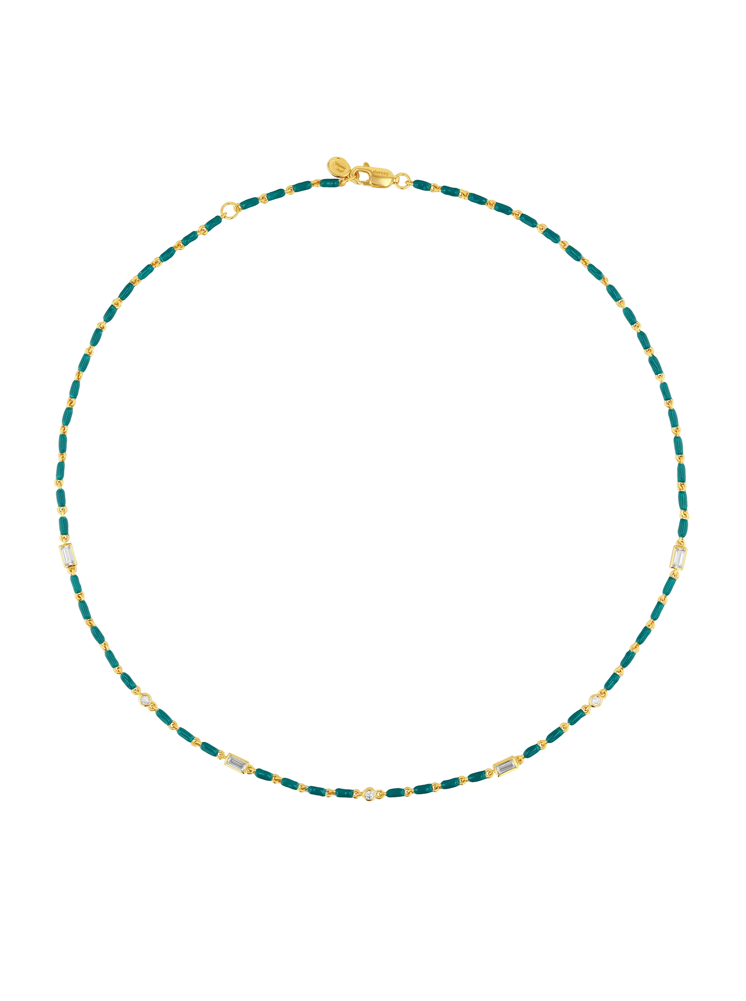 ENAMEL MOISSANITE NECKLACE IN SARCELLE, 18K GOLD VERMEIL