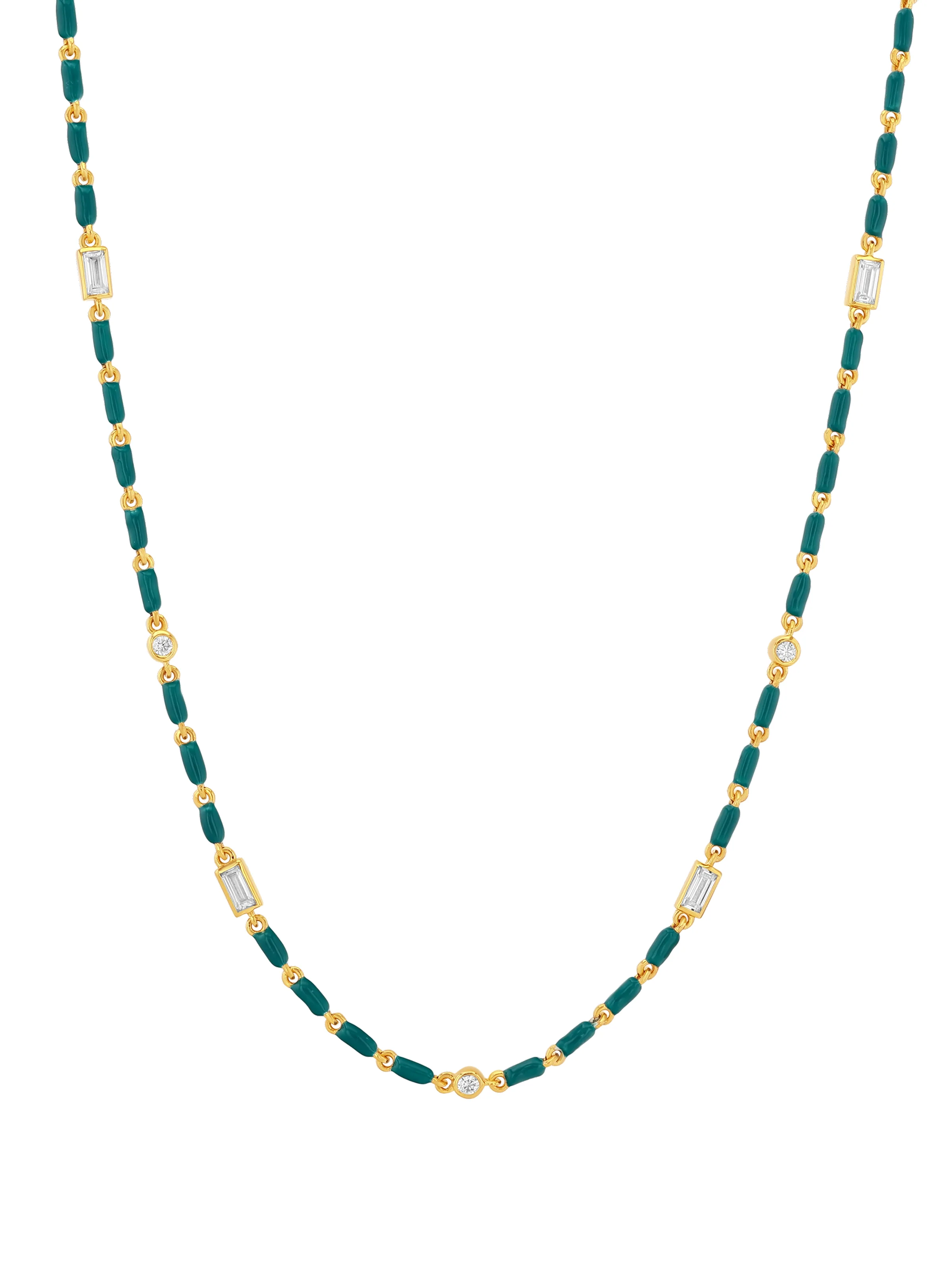 ENAMEL MOISSANITE NECKLACE IN SARCELLE, 18K GOLD VERMEIL - Image 2
