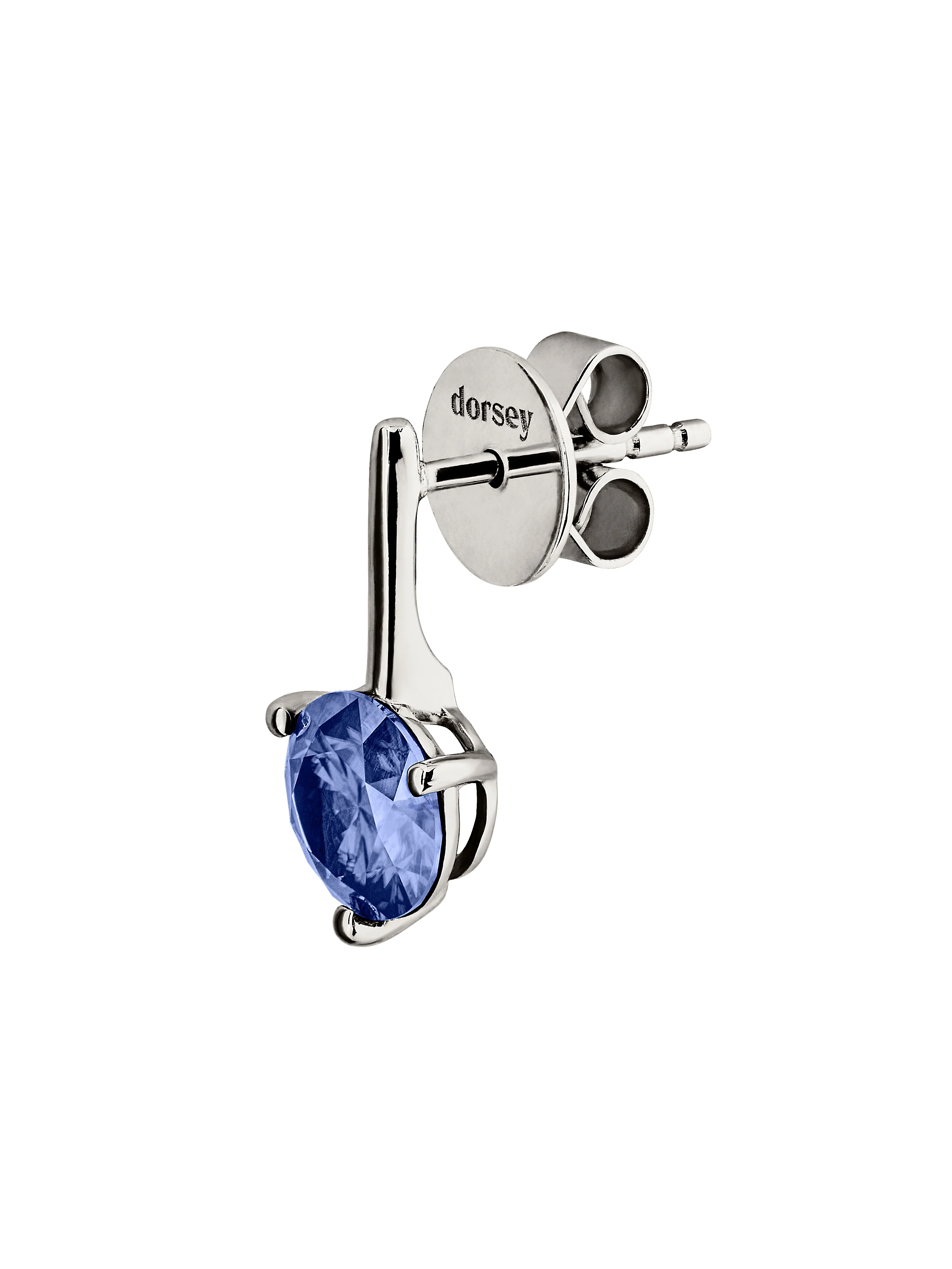 HENDRY ROUND-CUT BAR STUD EARRING IN SLATE BLUE MOISSANITE, STERLING SILVER - Image 2