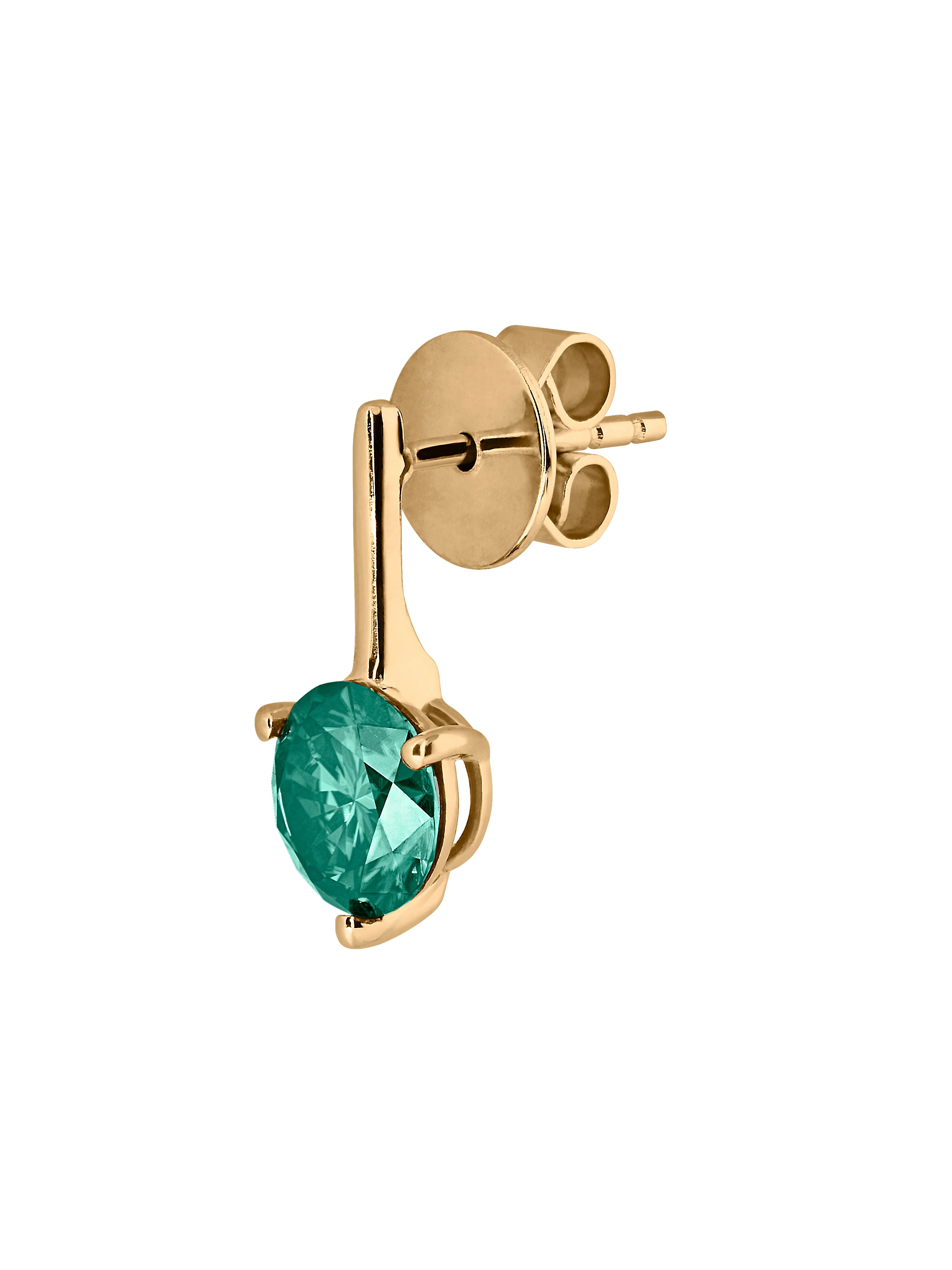 HENDRY ROUND-CUT BAR STUD EARRING IN VIRIDIAN GREEN MOISSANITE, 18K GOLD VERMEIL - Image 2