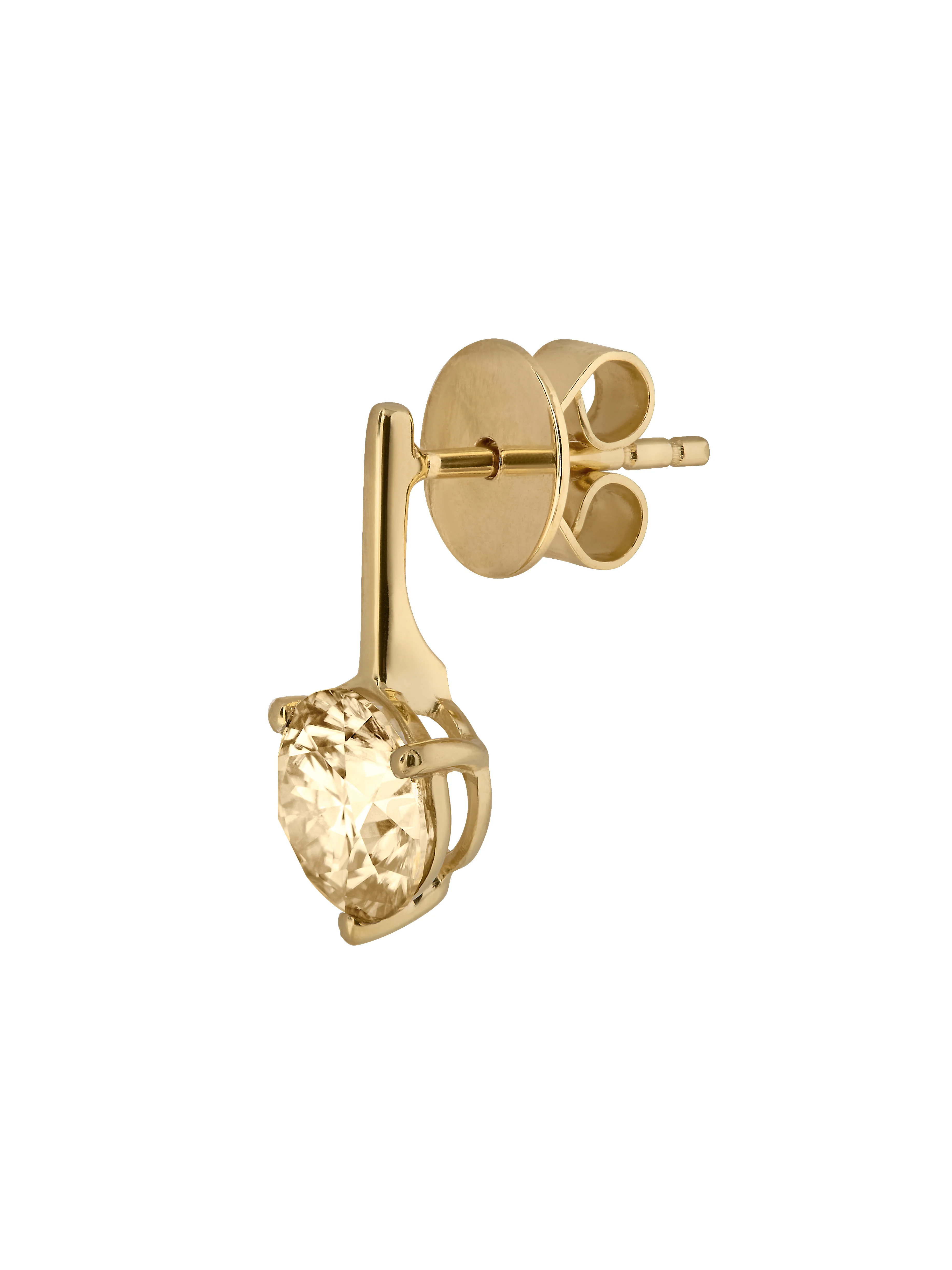 HENDRY ROUND-CUT BAR STUD EARRING IN HONEY MOISSANITE, 18K GOLD VERMEIL - Image 2