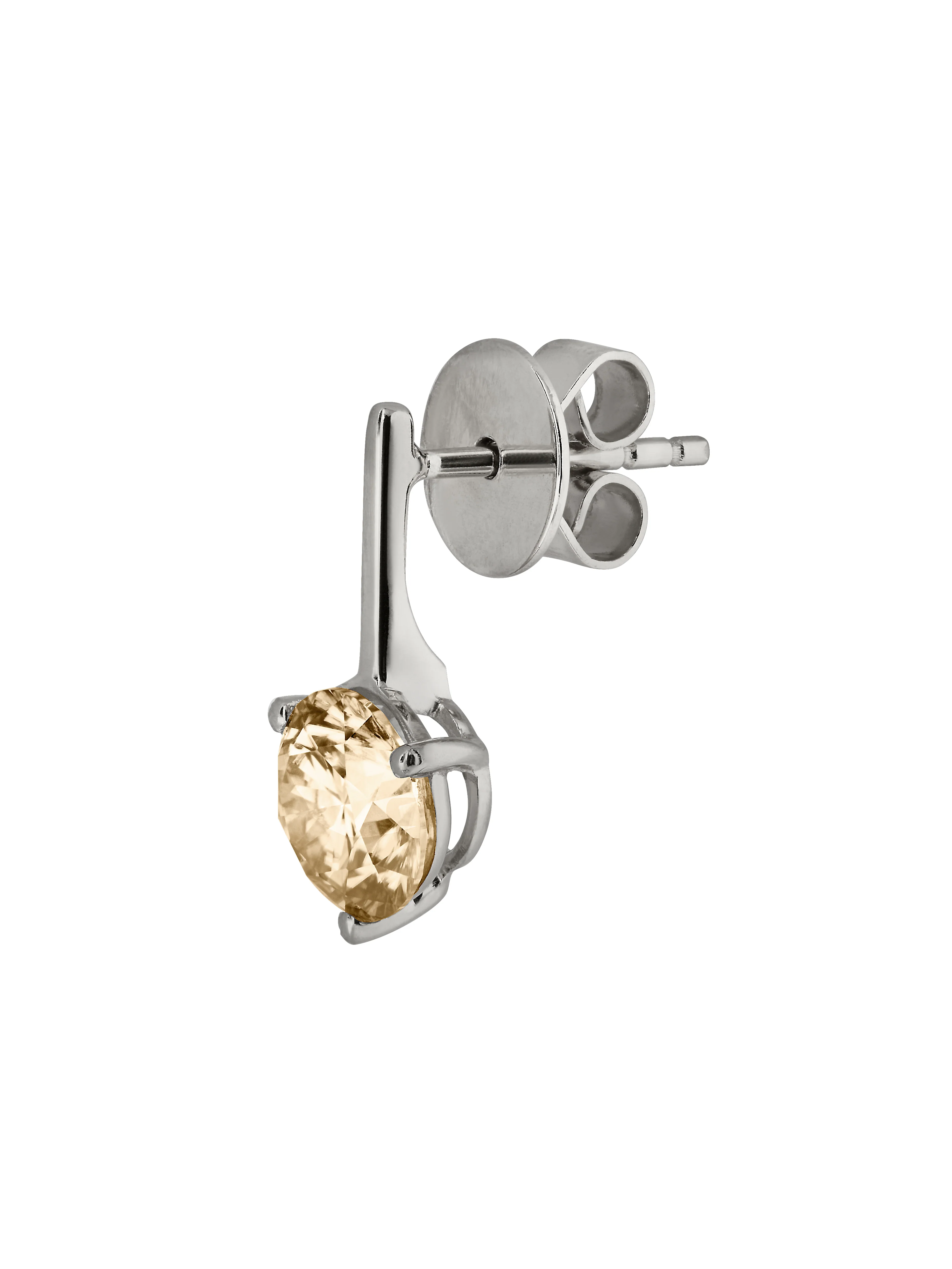 HENDRY ROUND-CUT BAR STUD EARRING IN HONEY MOISSANITE, STERLING SILVER - Image 2
