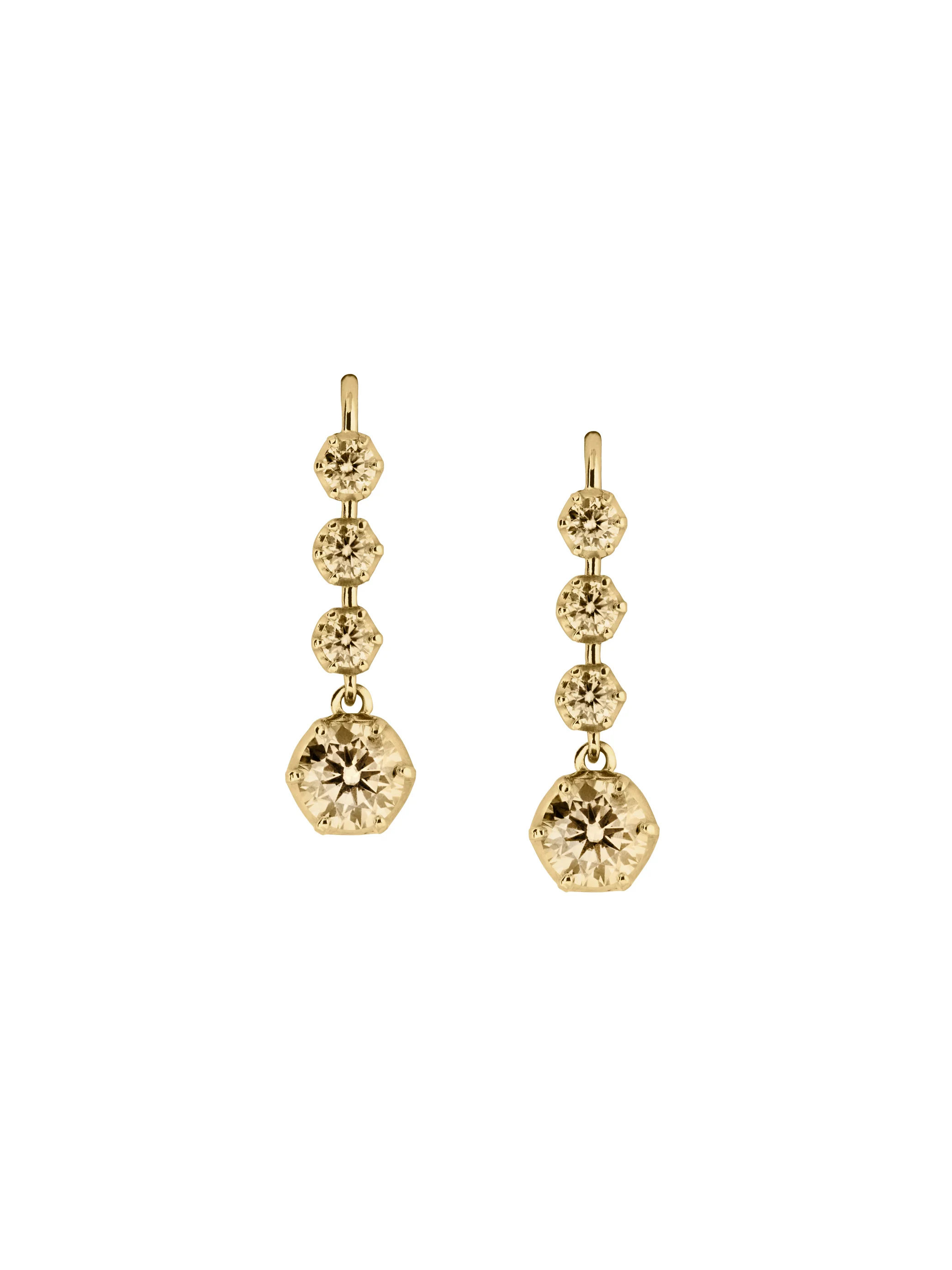 HENRIETTA 4-STONE DROP EARRINGS IN HONEY MOISSANITE, 18K GOLD VERMEIL