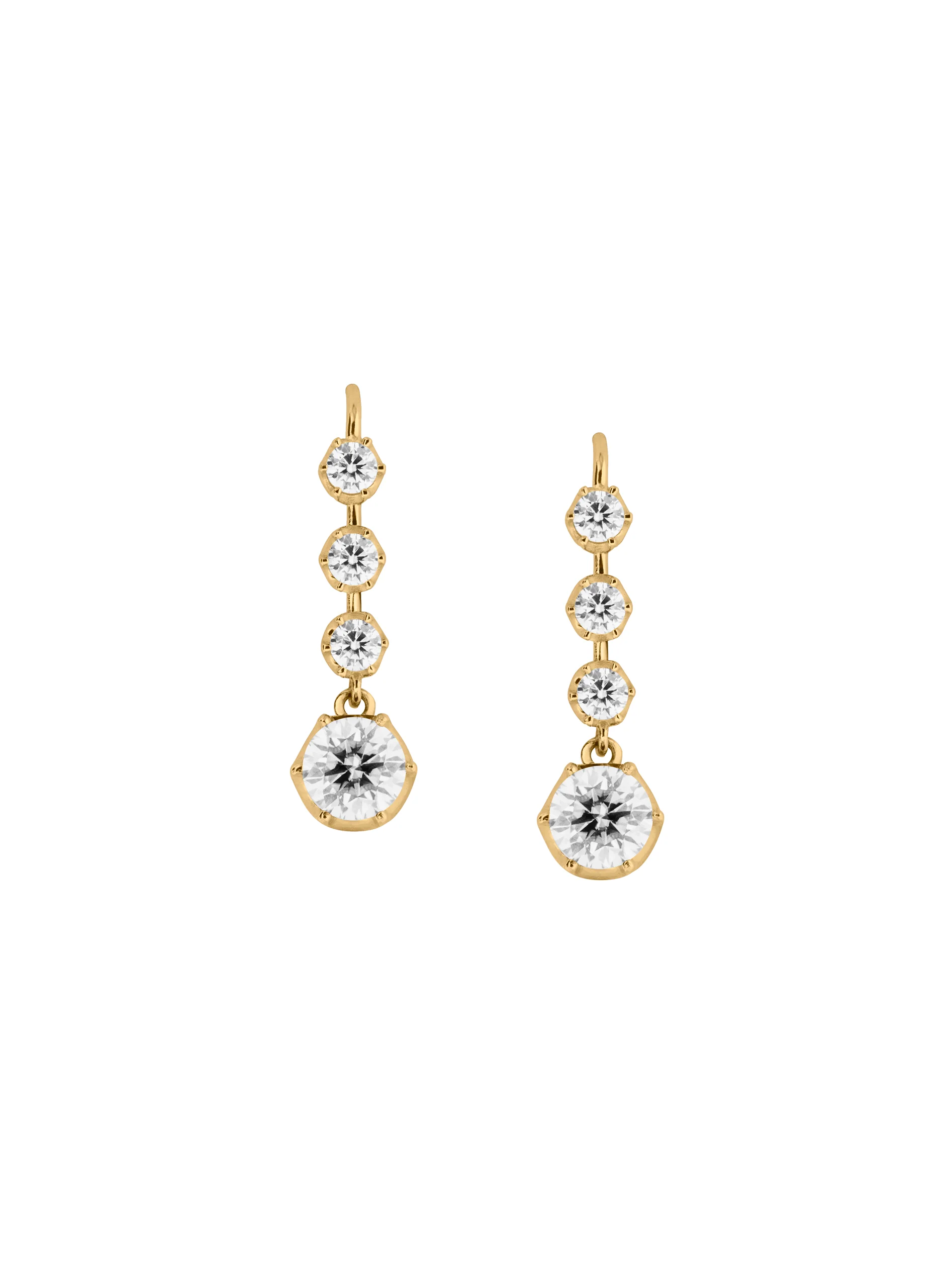 HENRIETTA 4-STONE DROP EARRINGS IN MOISSANITE, 18K GOLD VERMEIL