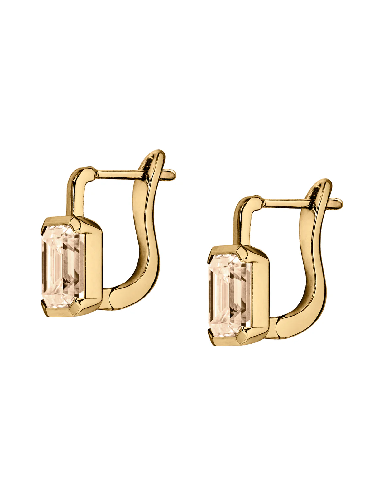 INÈS EMERALD-CUT EARRINGS IN HONEY MOISSANITE, 18K GOLD VERMEIL - Image 2