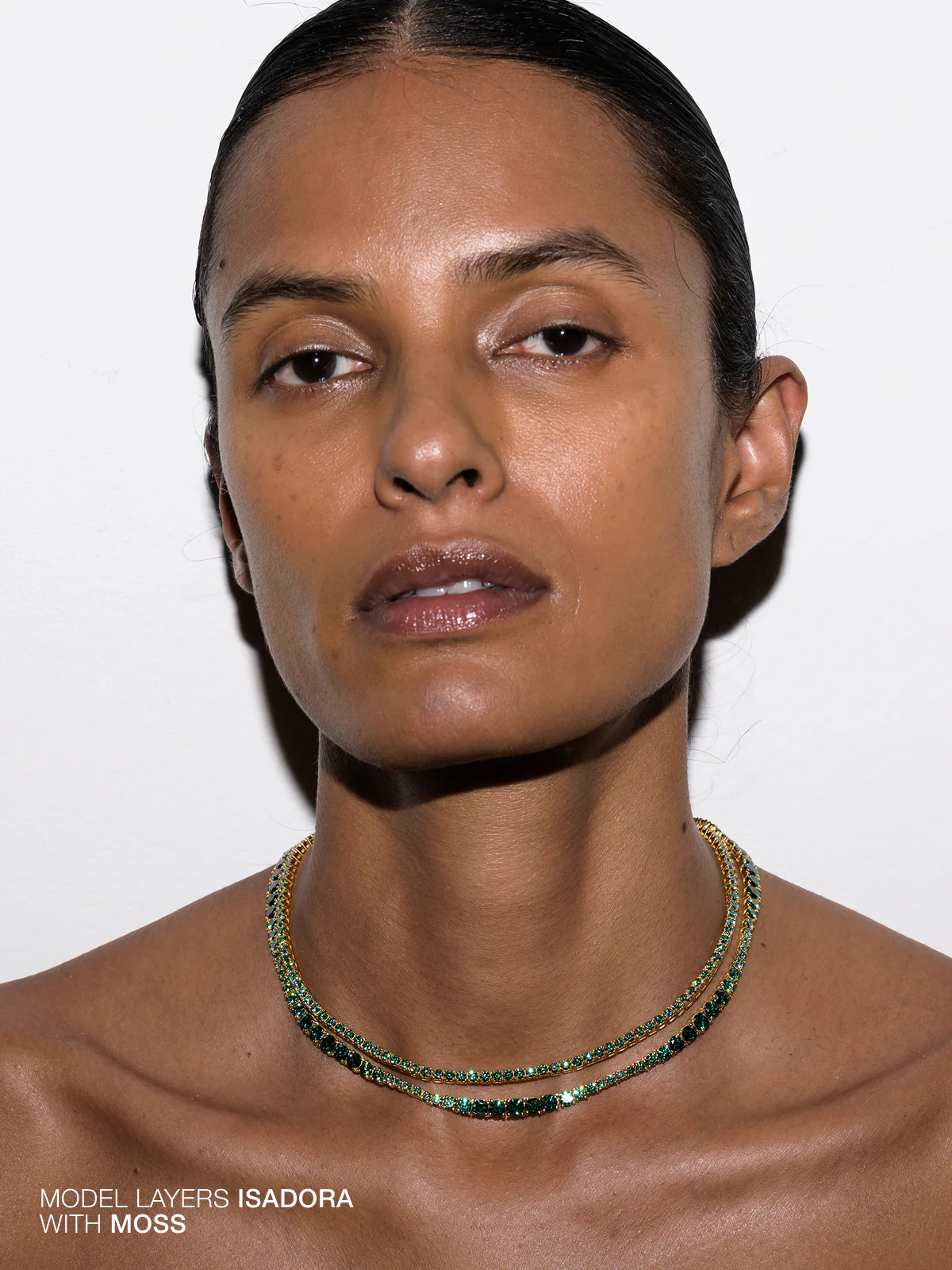 ISADORA RIVIÈRE NECKLACE IN VIRIDIAN GREEN MOISSANITE, 18K GOLD VERMEIL - Image 4