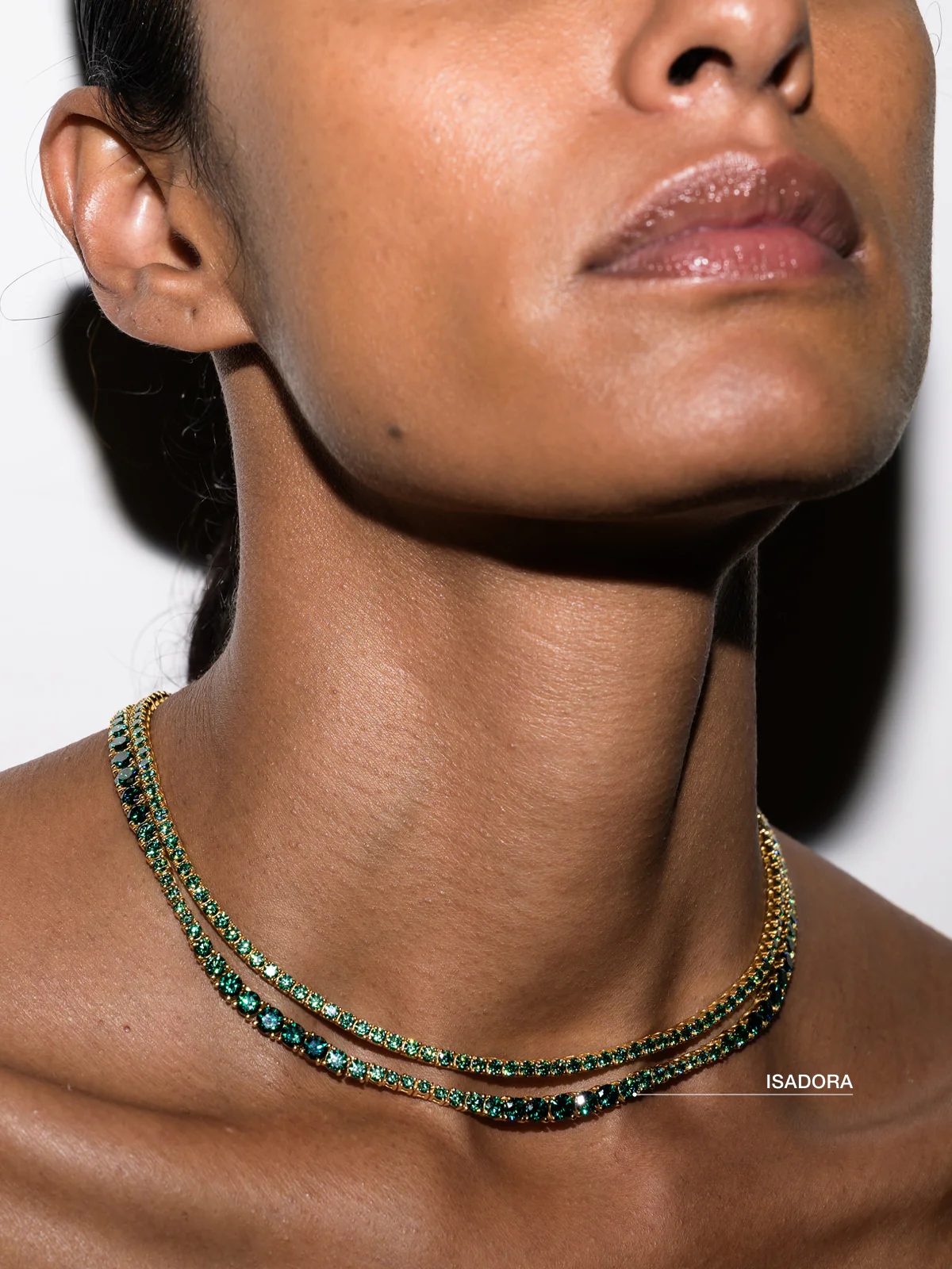 ISADORA RIVIÈRE NECKLACE IN VIRIDIAN GREEN MOISSANITE, 18K GOLD VERMEIL - Image 5