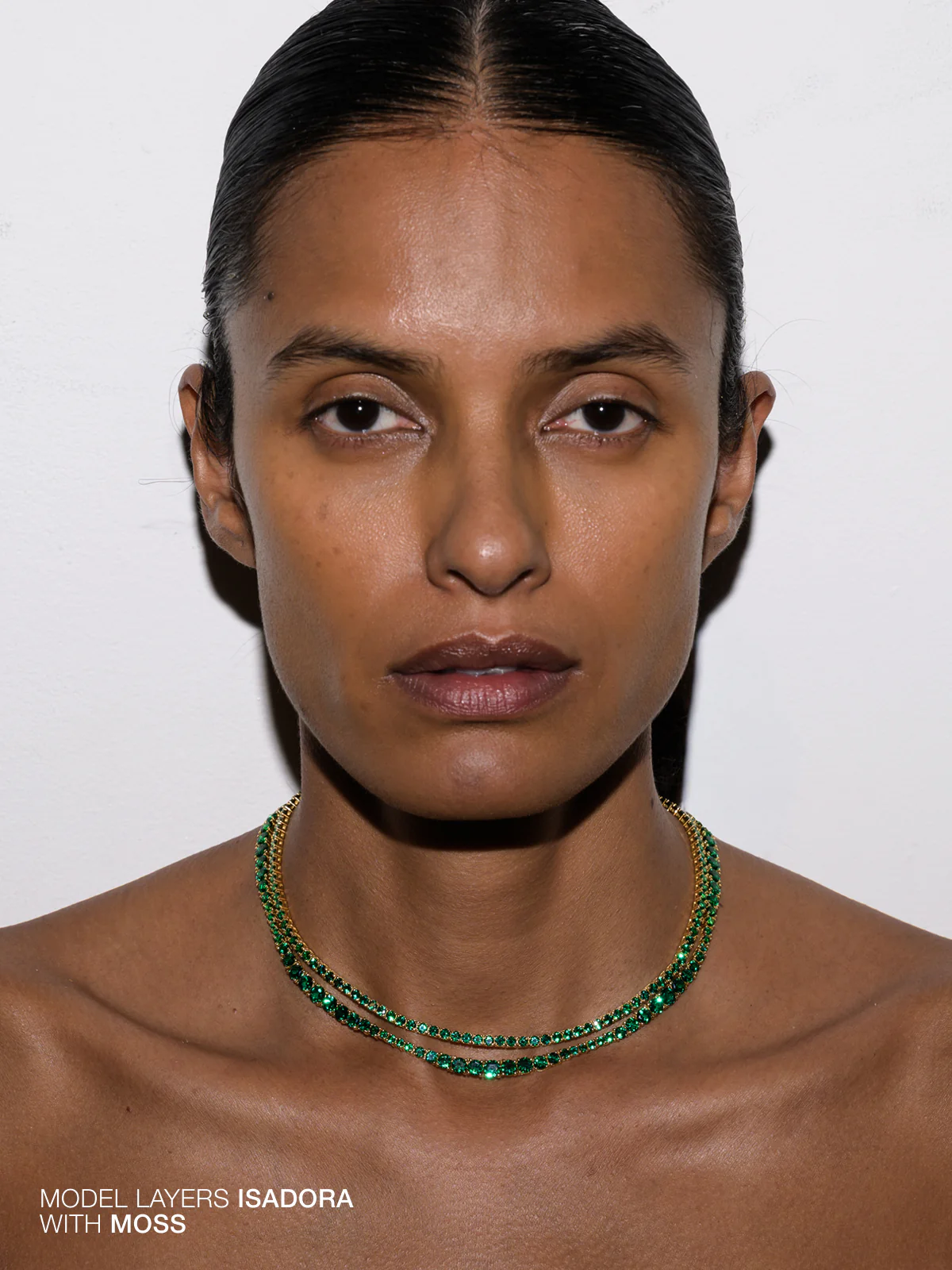 ISADORA RIVIÈRE NECKLACE IN LAB EMERALD, 18K GOLD VERMEIL - Image 4