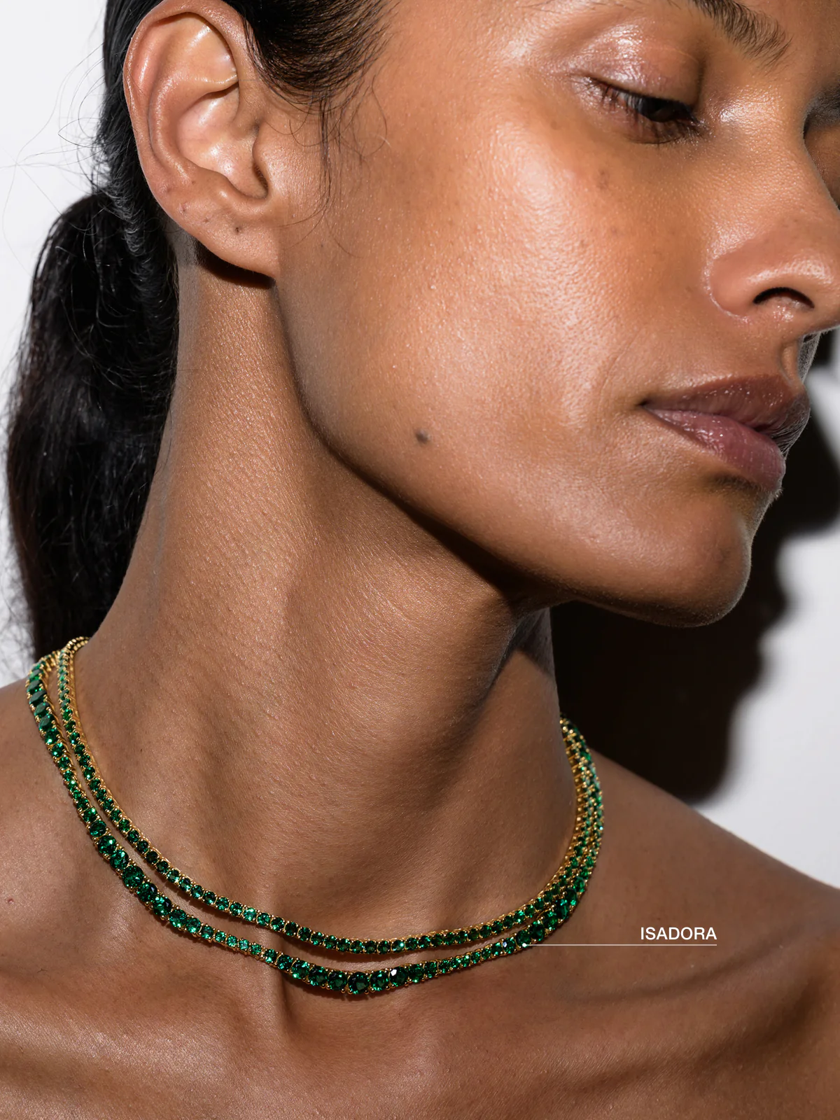 ISADORA RIVIÈRE NECKLACE IN LAB EMERALD, 18K GOLD VERMEIL - Image 5