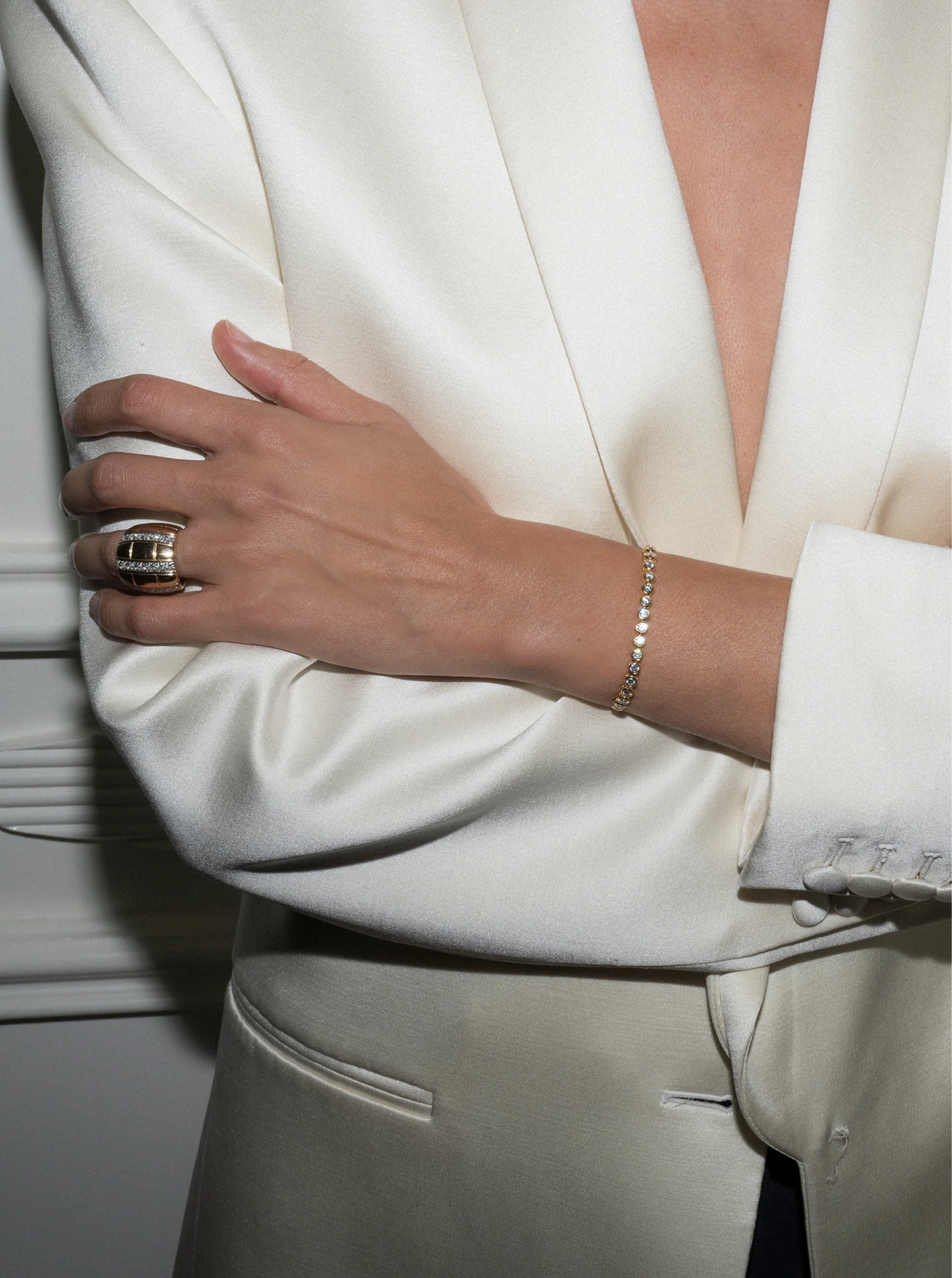 JAMES BEZEL RIVIÈRE BRACELET IN NANO TURQUOISE AND LAB DIAMOND, 18K GOLD VERMEIL - Image 3