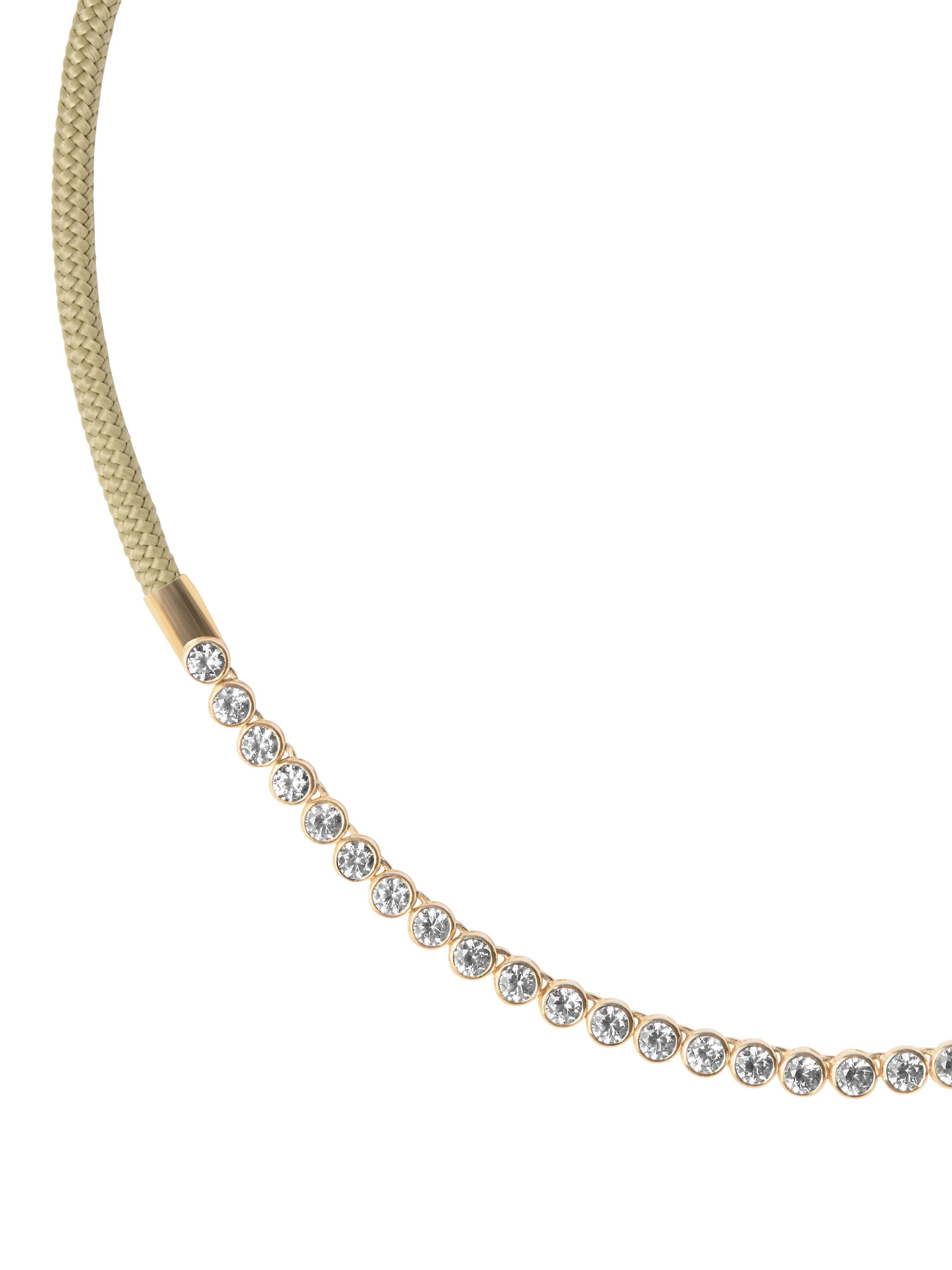 14K JAMES BEZEL KHAKI PARACORD NECKLACE IN LAB DIAMOND, 14K YELLOW GOLD - Image 2