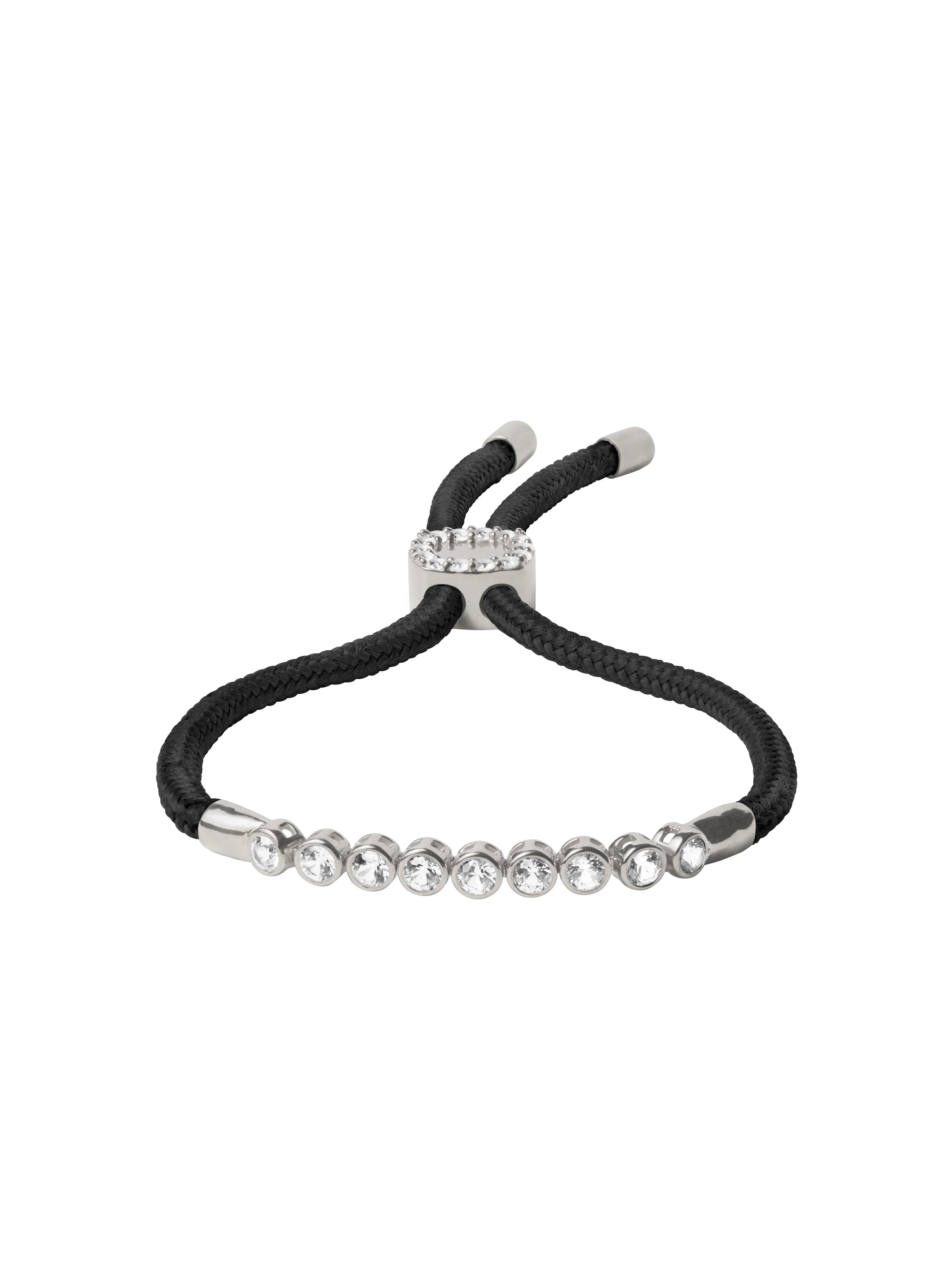 14K JAMES BEZEL NOIR PARACORD BRACELET IN LAB DIAMOND, 14K WHITE GOLD
