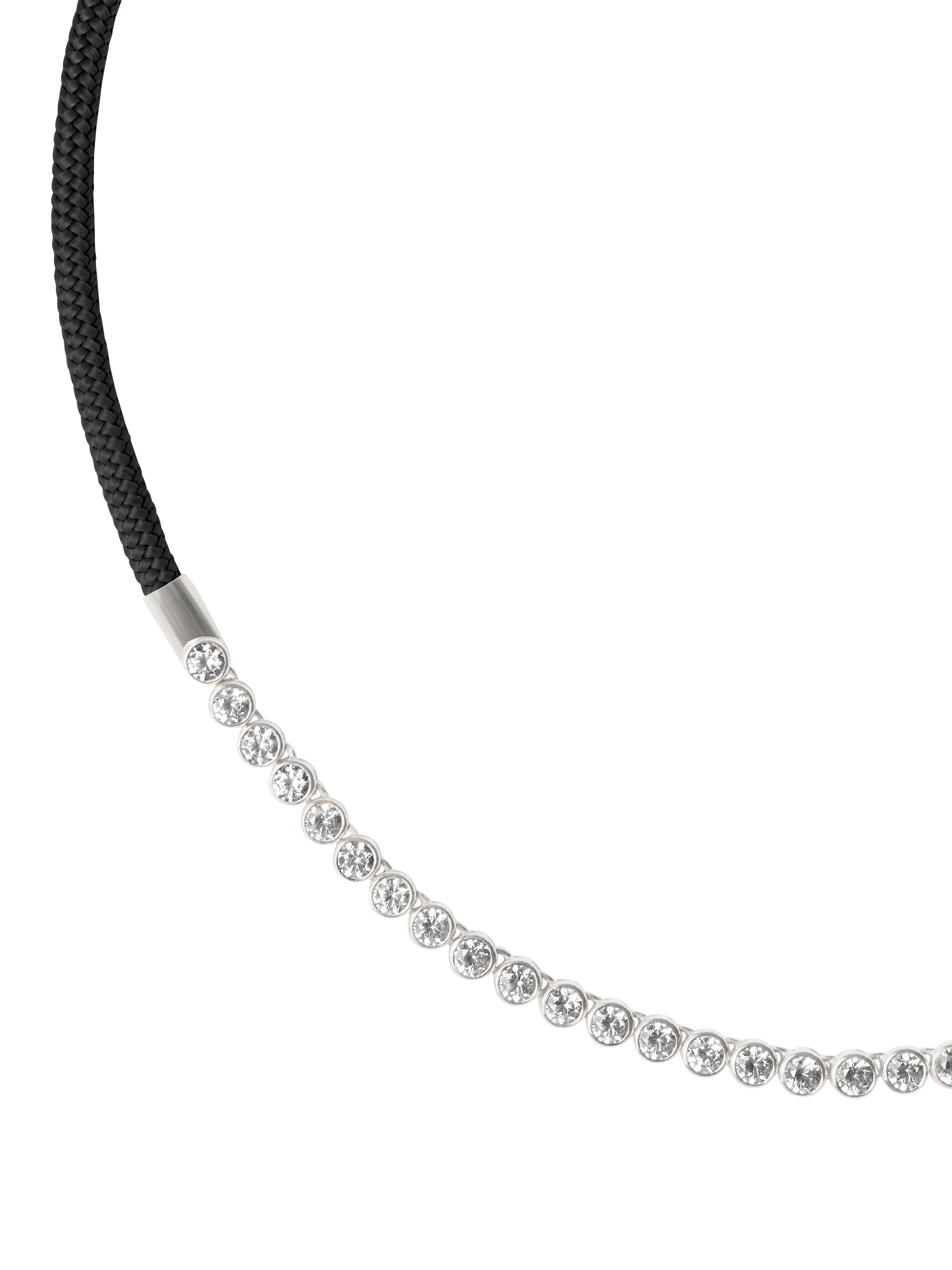 14K JAMES BEZEL NOIR PARACORD NECKLACE IN LAB DIAMOND, 14K WHITE GOLD - Image 2