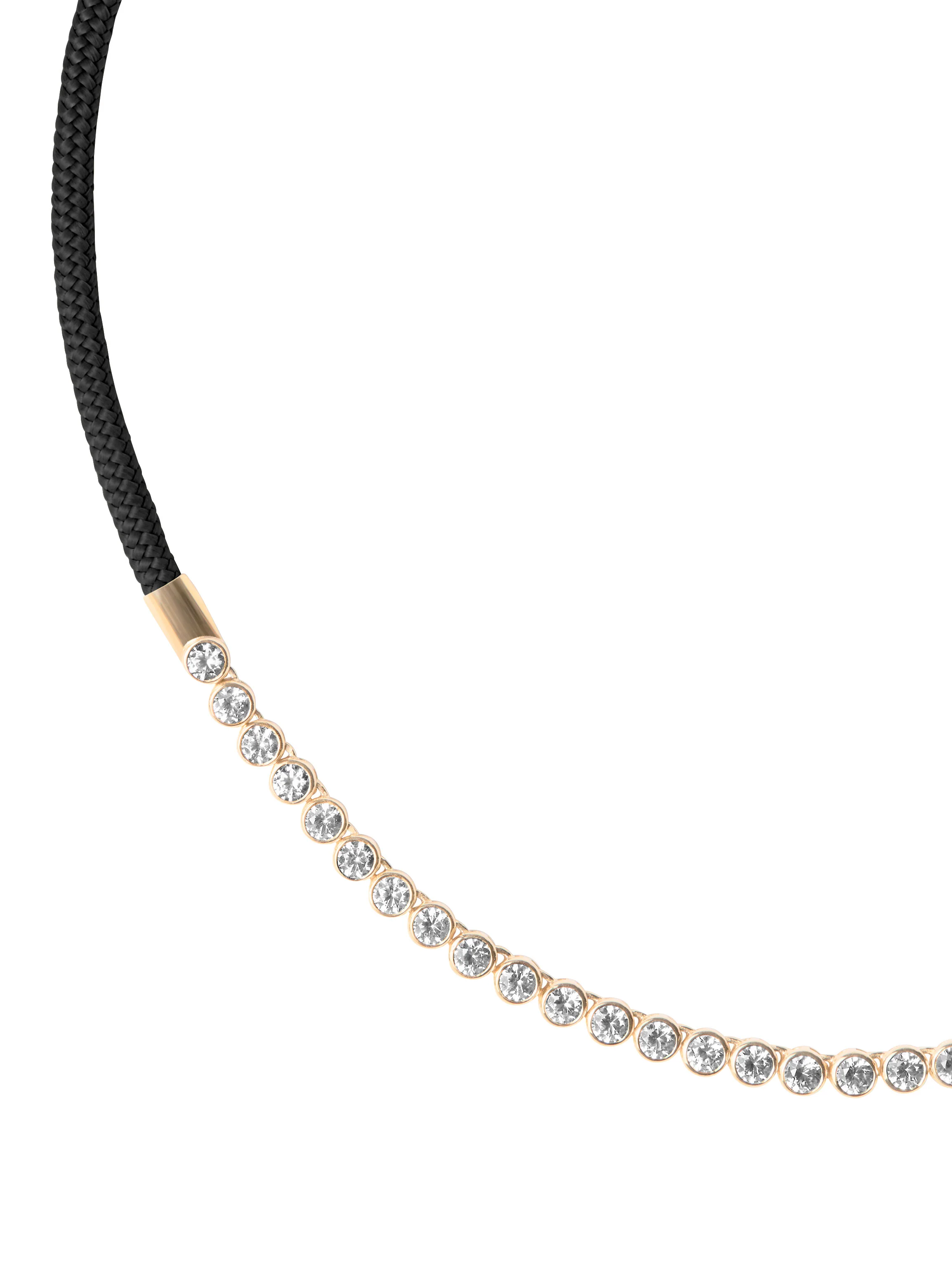 14K JAMES BEZEL NOIR PARACORD NECKLACE IN LAB DIAMOND, 14K YELLOW GOLD - Image 2