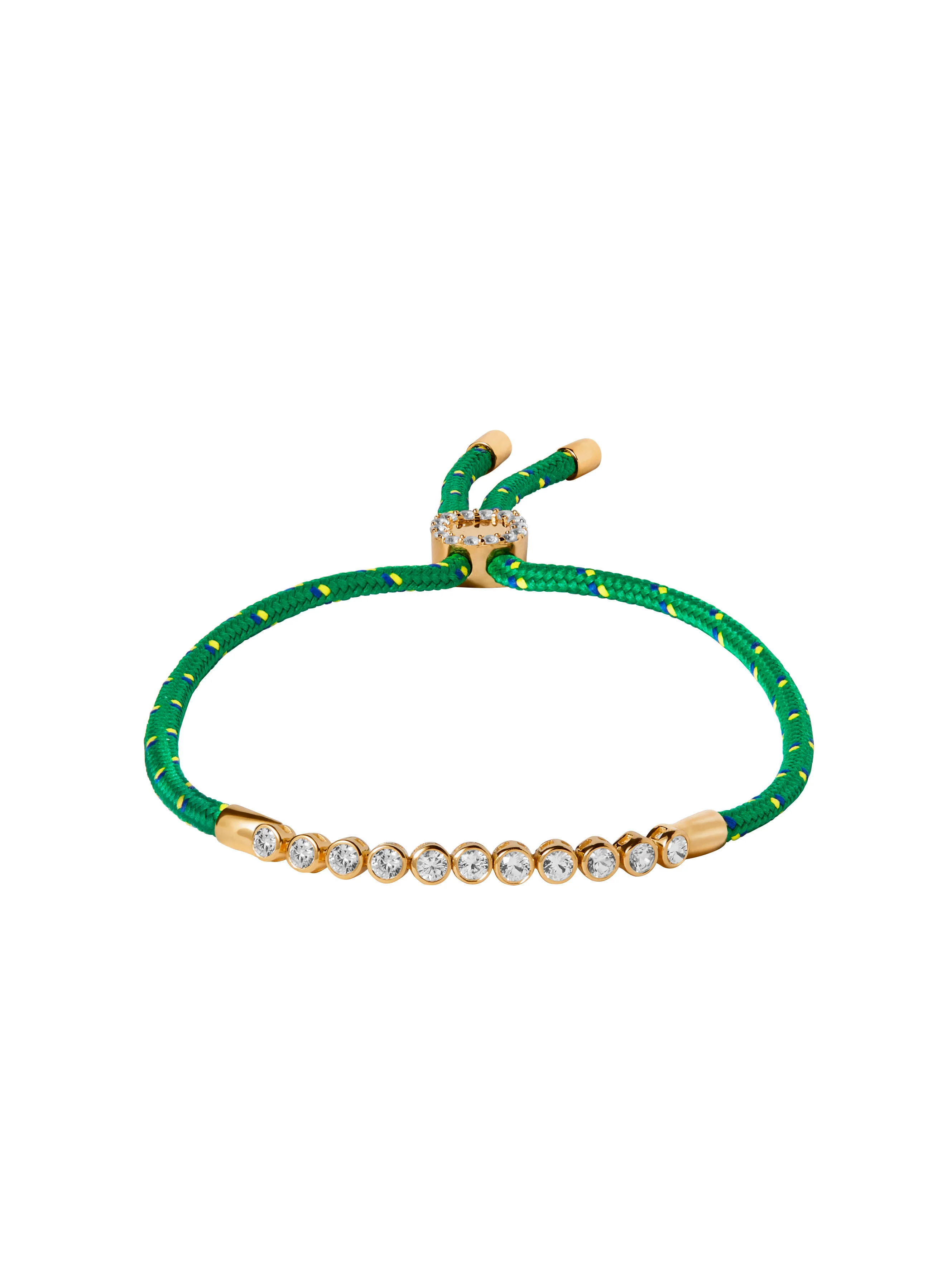 JAMES BEZEL VERT PARACORD ANKLET IN LAB WHITE SAPPHIRE, 18K GOLD VERMEIL