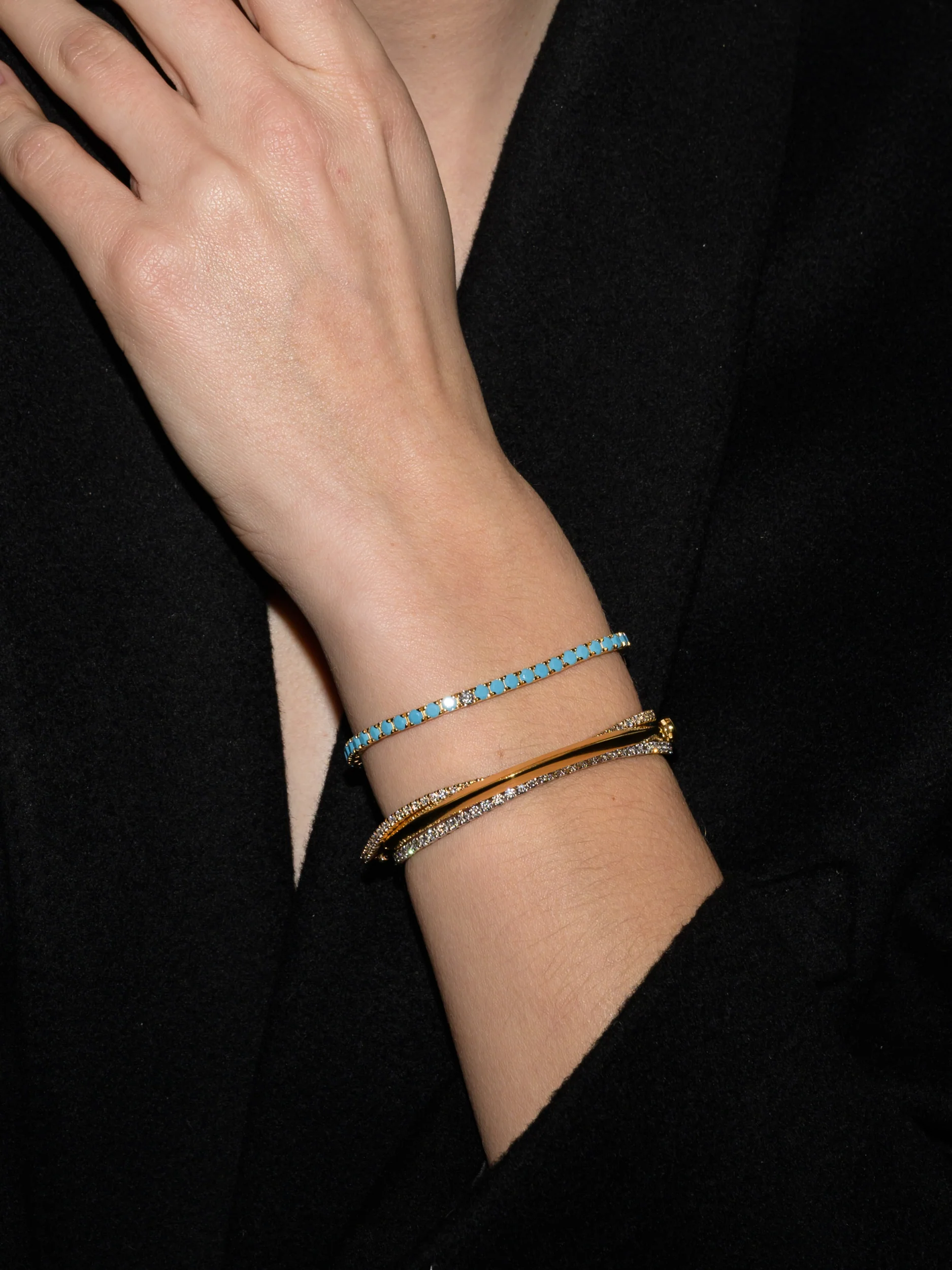 KATE RIVIÈRE BRACELET IN 3MM NANO TURQUOISE AND LAB DIAMOND, 18K GOLD VERMEIL - Image 4