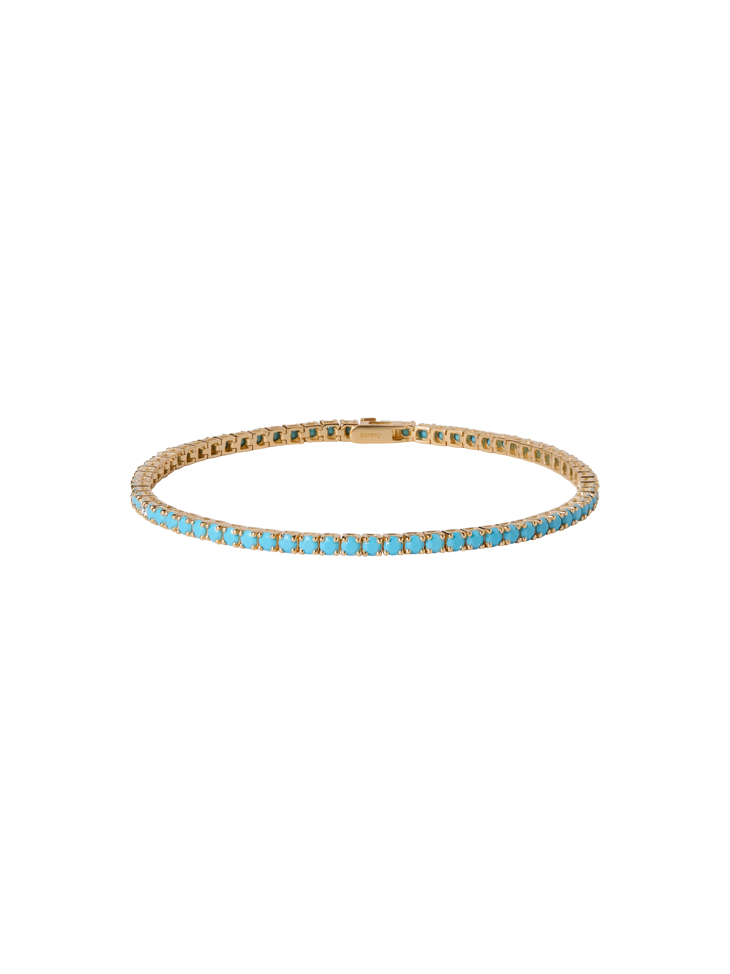 KATE RIVIÈRE ANKLET IN NANO TURQUOISE WITH MOISSANITE, 18K GOLD VERMEIL