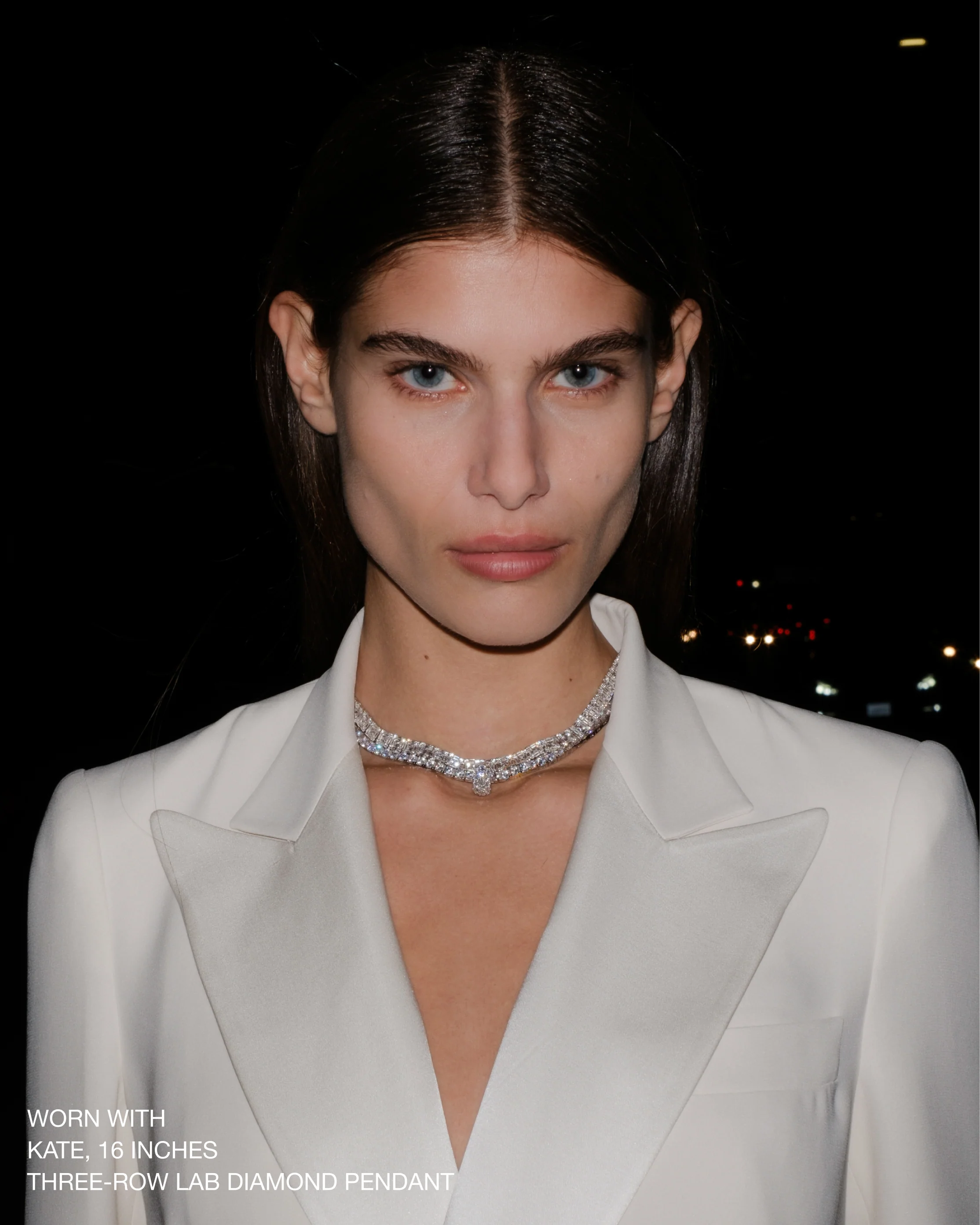 LILIA RIVIÈRE NECKLACE IN LAB WHITE SAPPHIRE, STERLING SILVER - Image 3