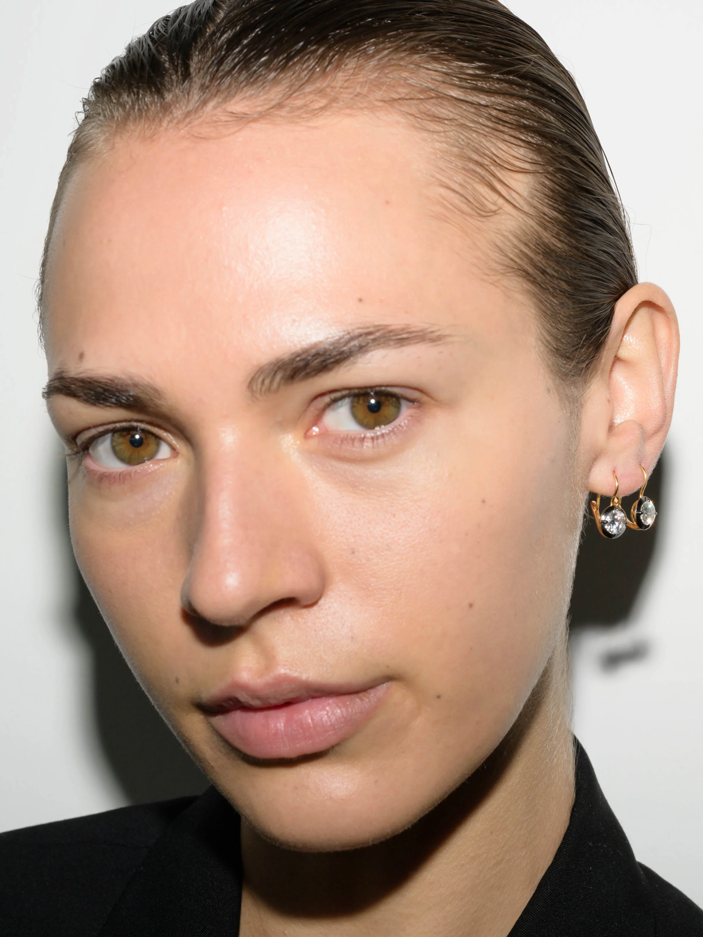 LUCIEN LATCHBACK EARRINGS IN MOISSANITE, 18K GOLD VERMEIL - Image 3
