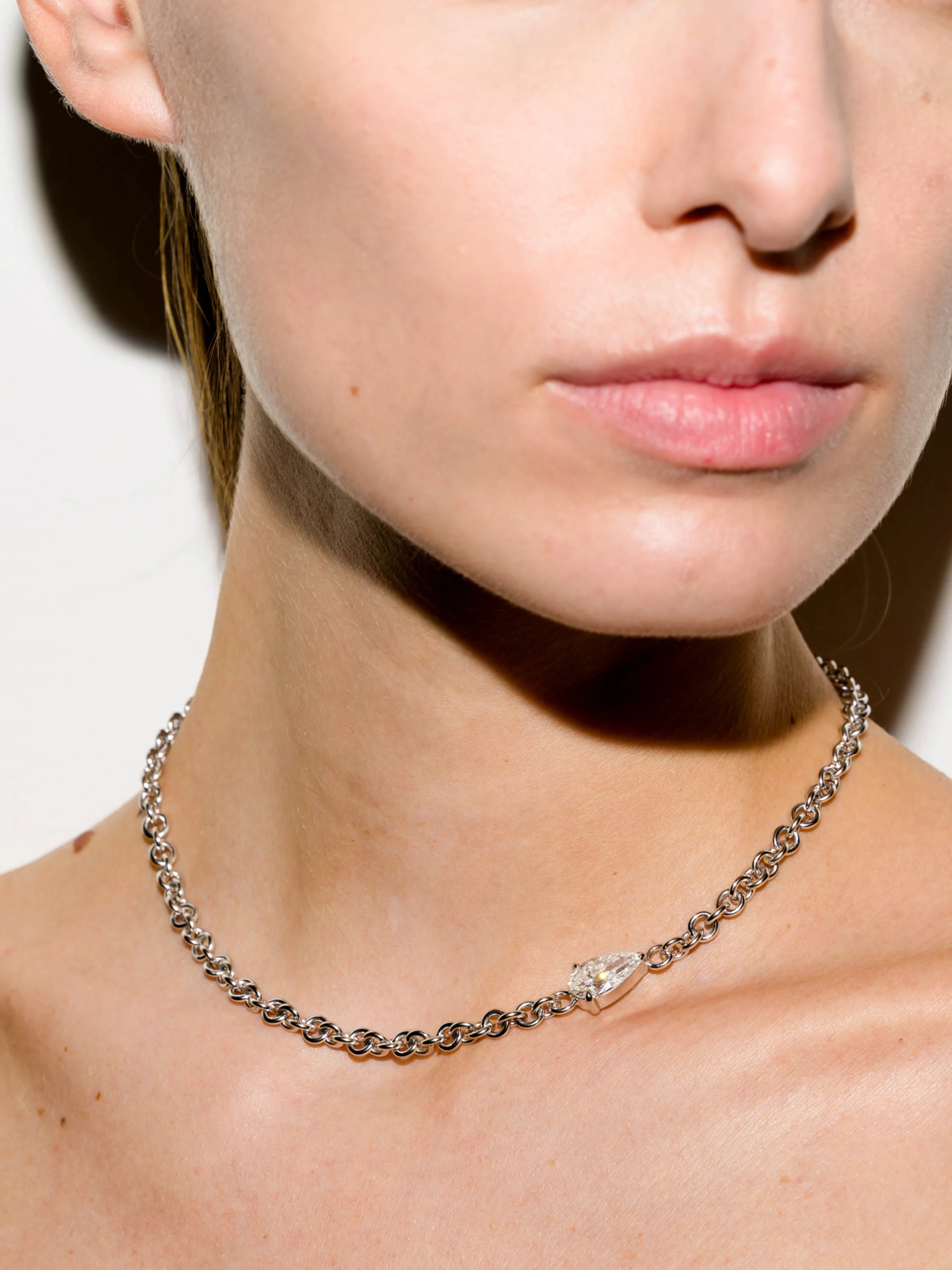 MERRICK PEAR-CUT CHAIN NECKLACE IN LAB DIAMOND, STERLING SILVER - Image 3