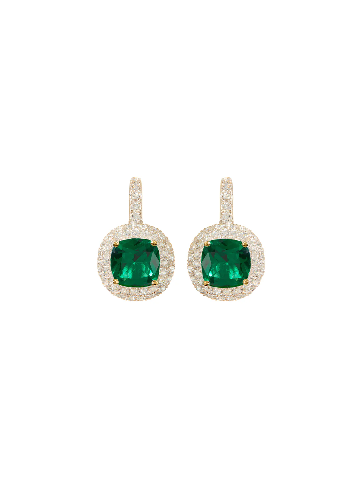 MOREAU EARRINGS IN NANO EMERALD, 18K GOLD COATED STERLING SILVER