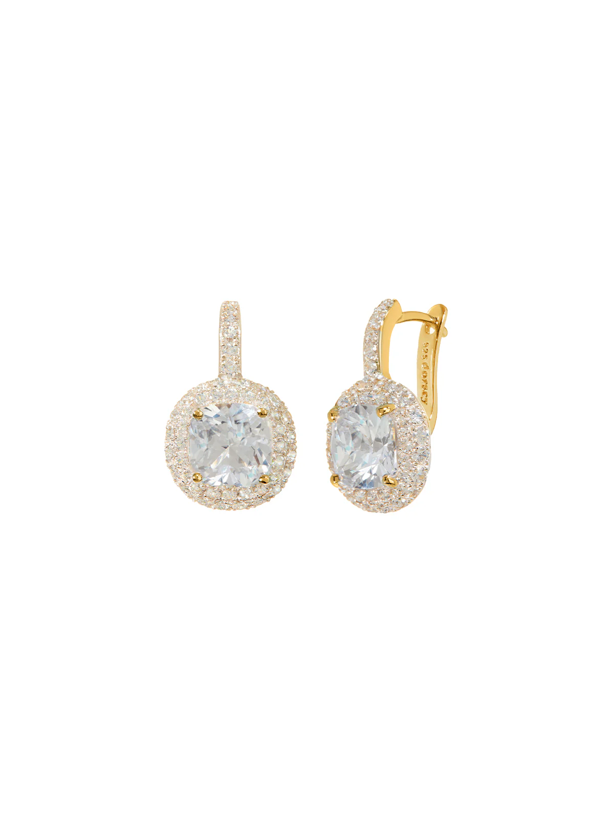 MOREAU EARRINGS IN LAB WHITE SAPPHIRE, 18K GOLD COATED STERLING SILVER - Image 2
