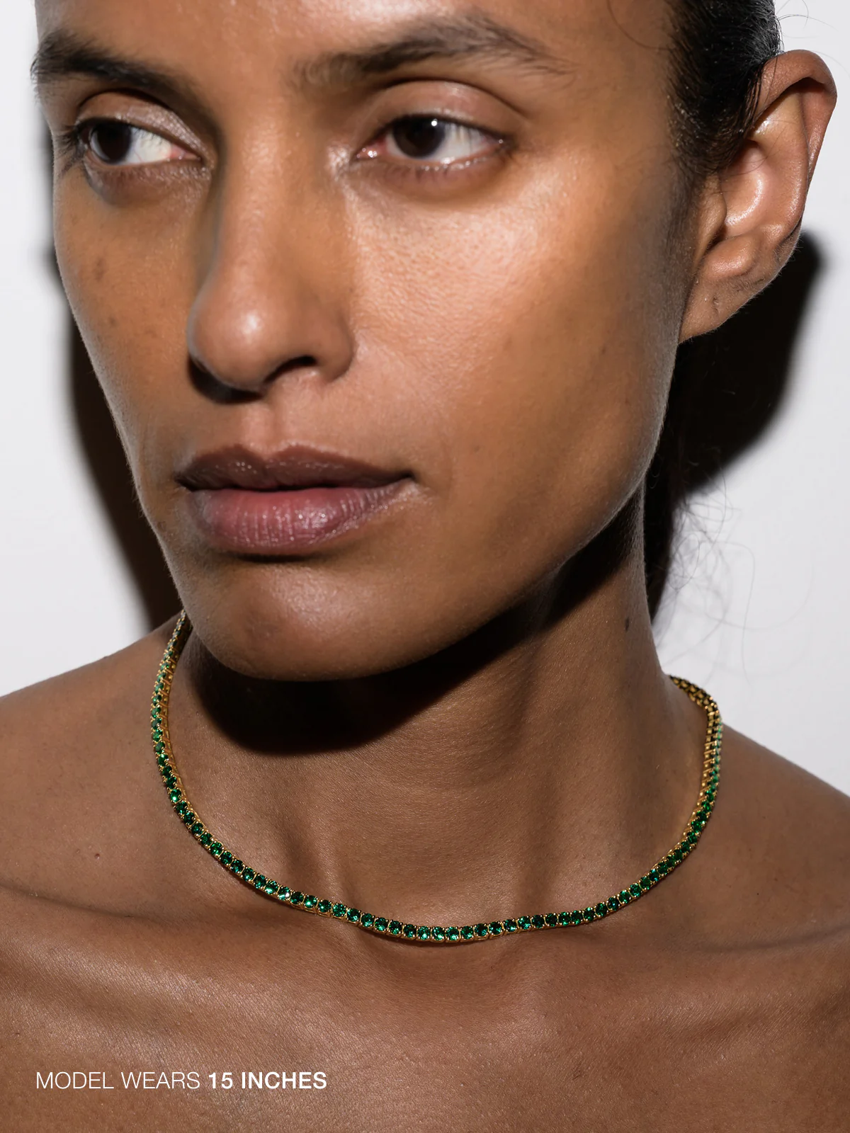 KATE RIVIÈRE NECKLACE IN 3MM LAB EMERALD, 18K GOLD VERMEIL - Image 3