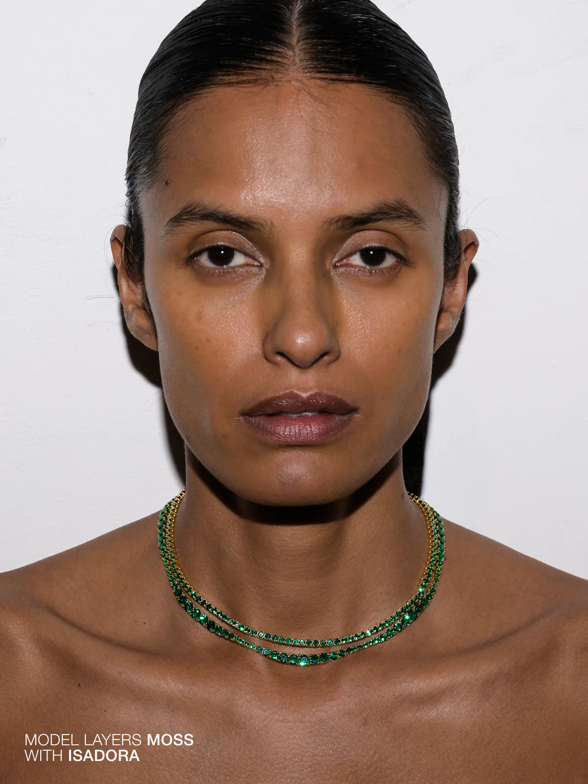KATE RIVIÈRE NECKLACE IN 3MM LAB EMERALD, 18K GOLD VERMEIL - Image 4