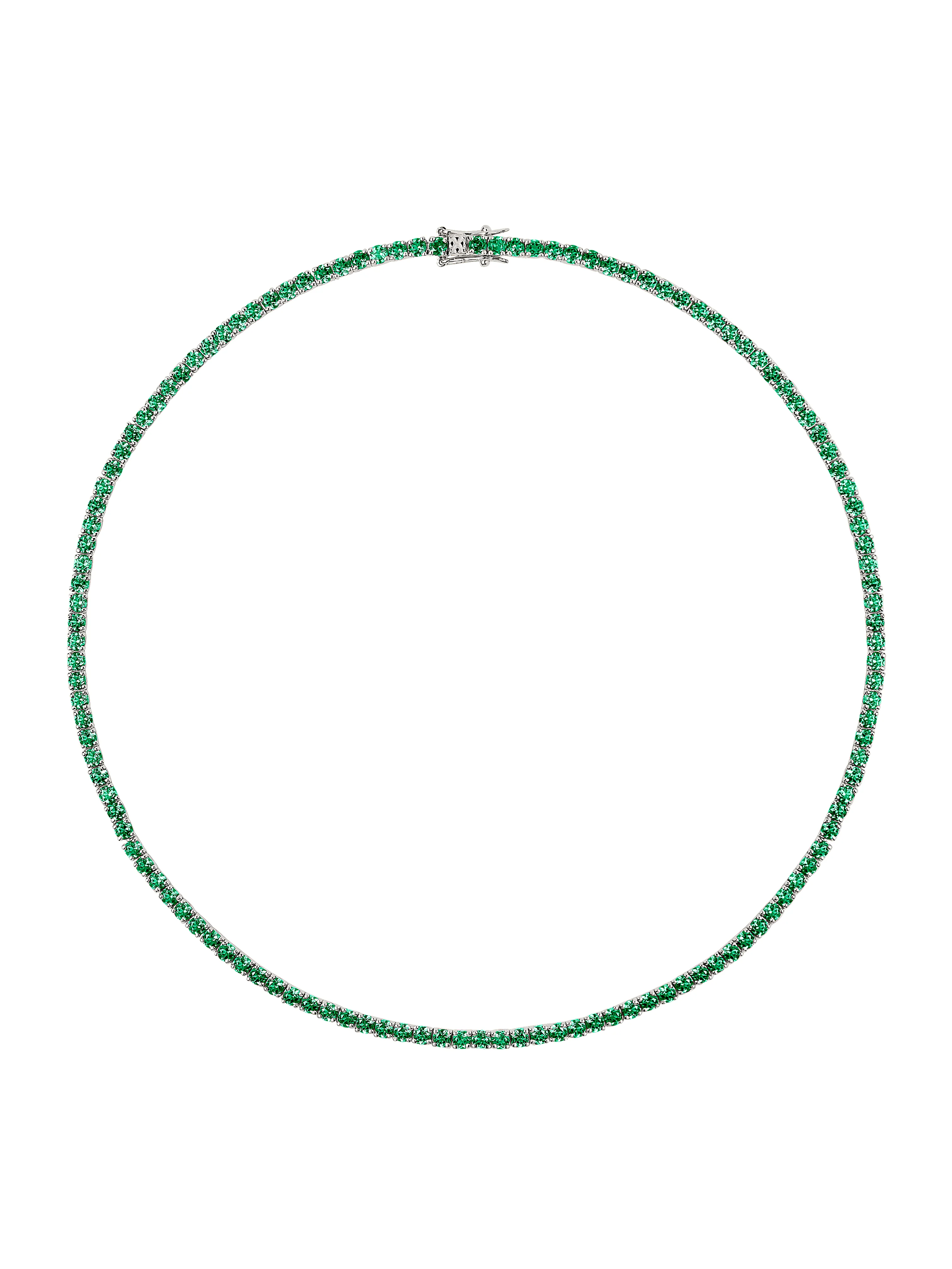 KATE RIVIÈRE NECKLACE IN 3MM LAB EMERALD, STERLING SILVER