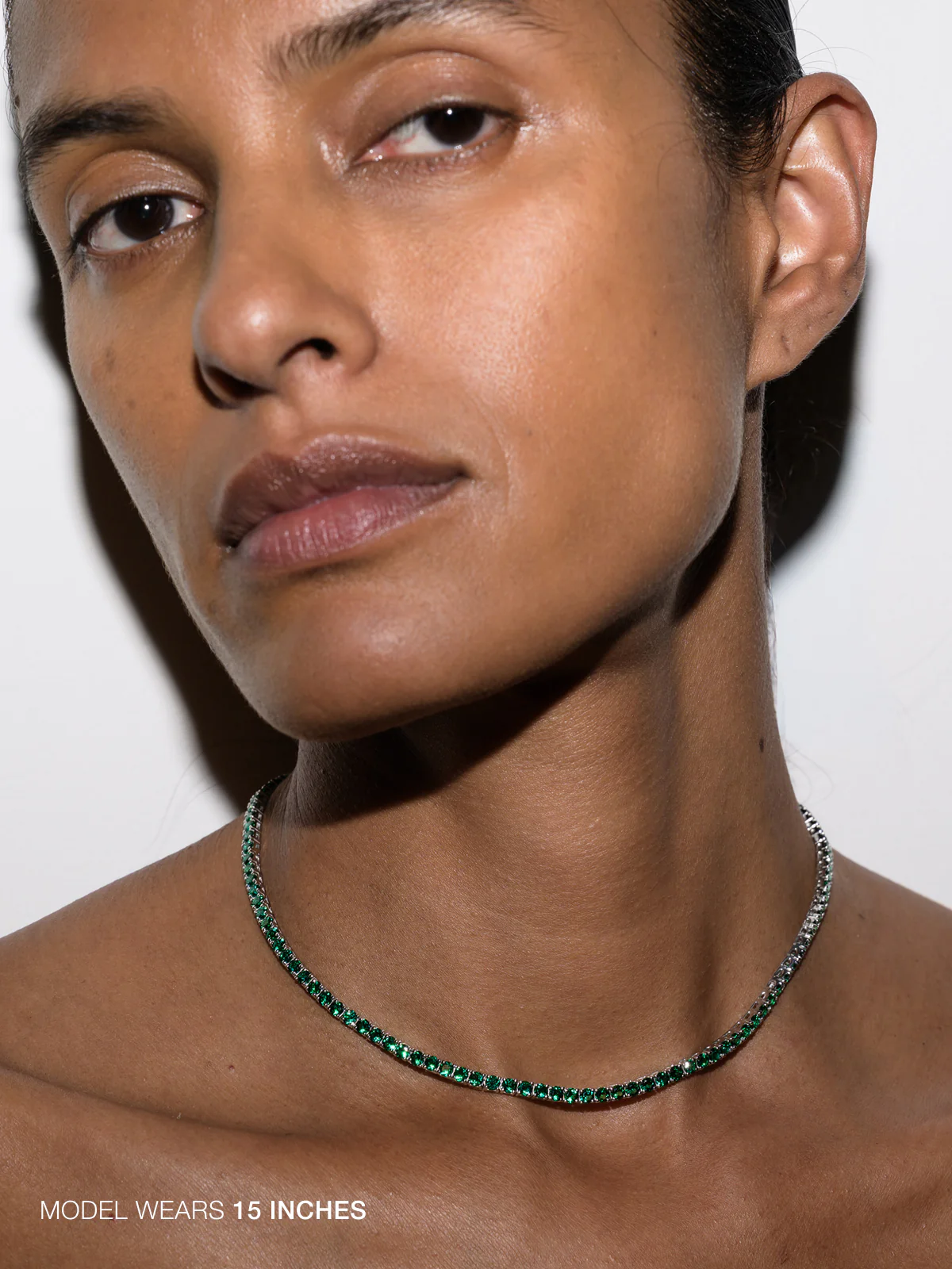 KATE RIVIÈRE NECKLACE IN 3MM LAB EMERALD, STERLING SILVER - Image 3