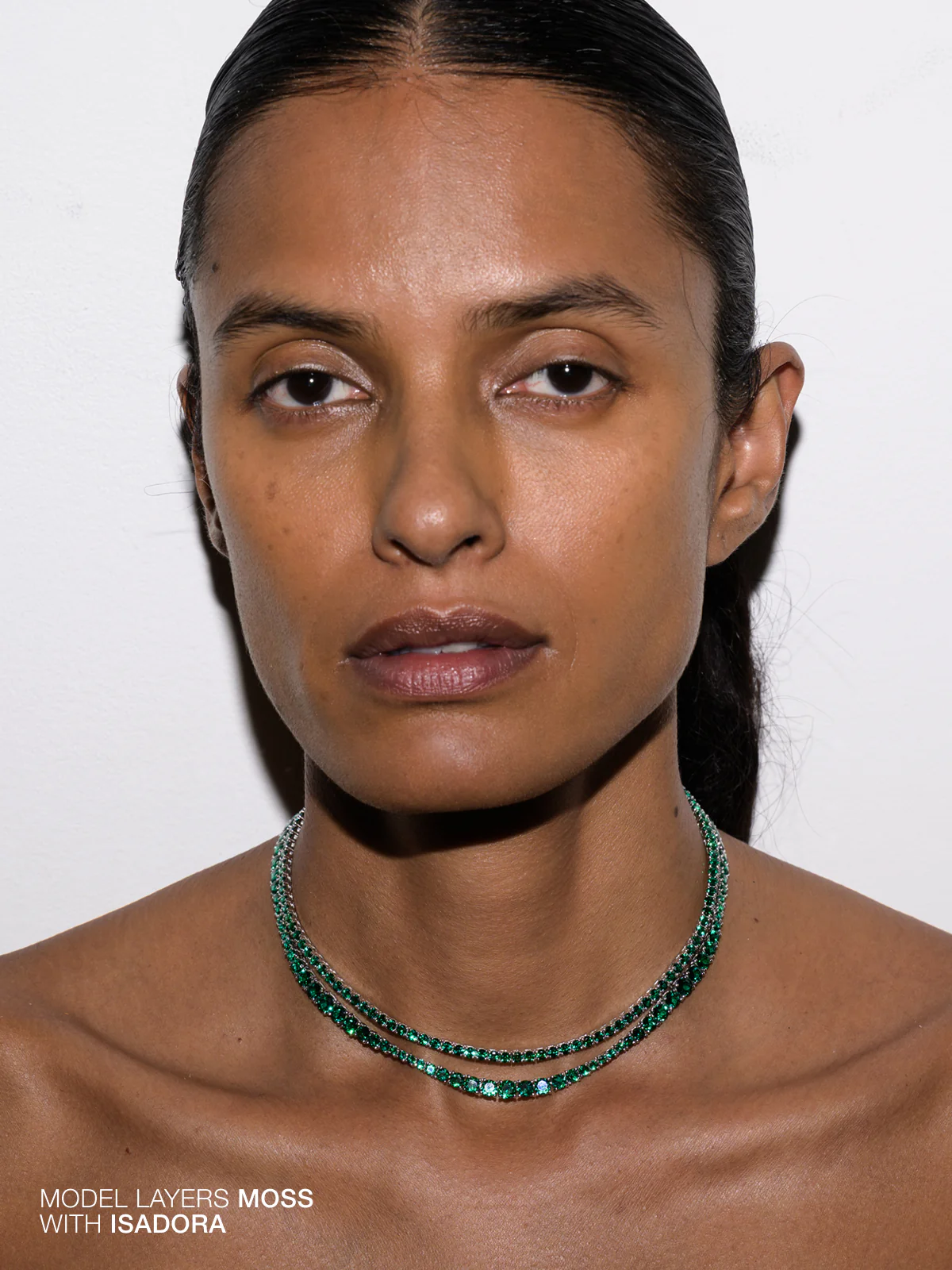 KATE RIVIÈRE NECKLACE IN 3MM LAB EMERALD, STERLING SILVER - Image 4