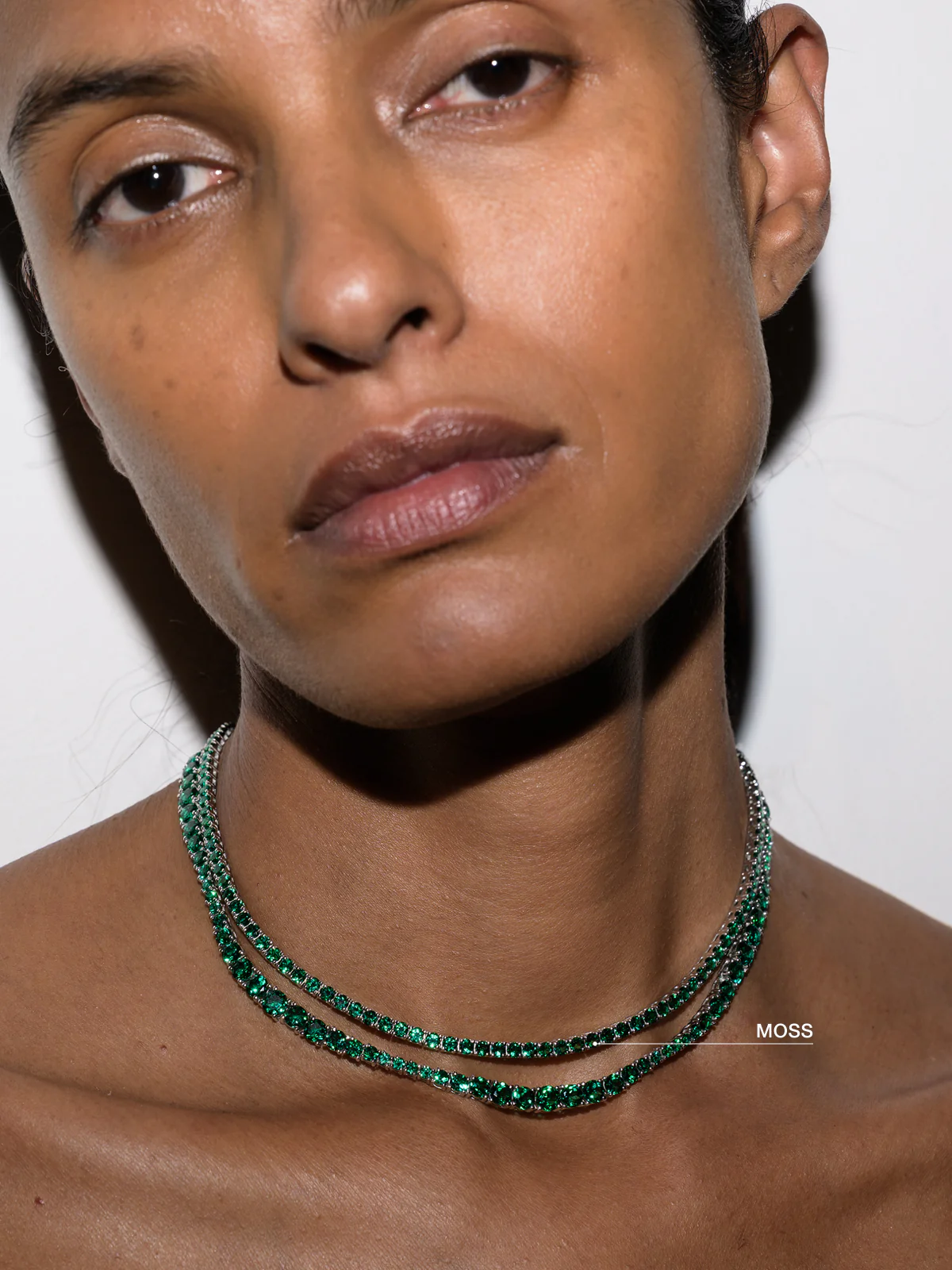 KATE RIVIÈRE NECKLACE IN 3MM LAB EMERALD, STERLING SILVER - Image 5