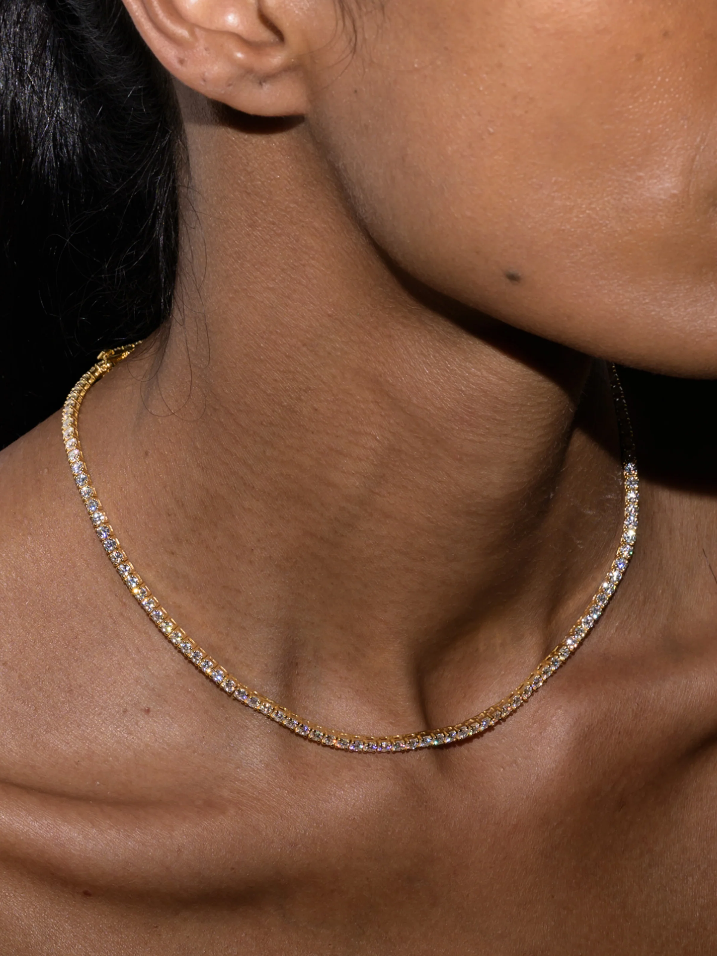 KATE RIVIÈRE NECKLACE IN 3MM MOISSANITE, 18K GOLD VERMEIL - Image 4