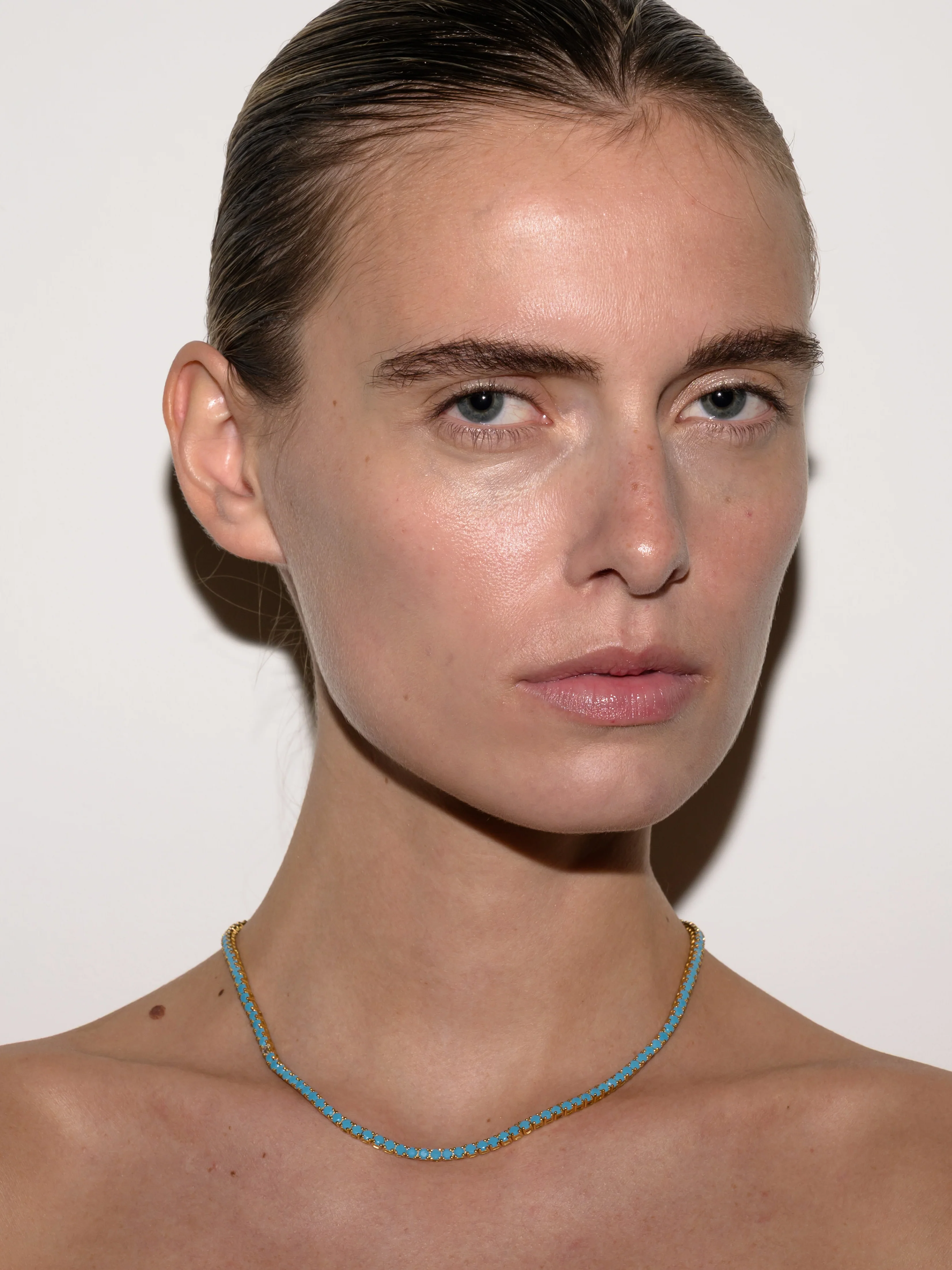 KATE RIVIÈRE NECKLACE IN 3MM NANO TURQUOISE WITH LAB DIAMOND, 18K GOLD VERMEIL - Image 3