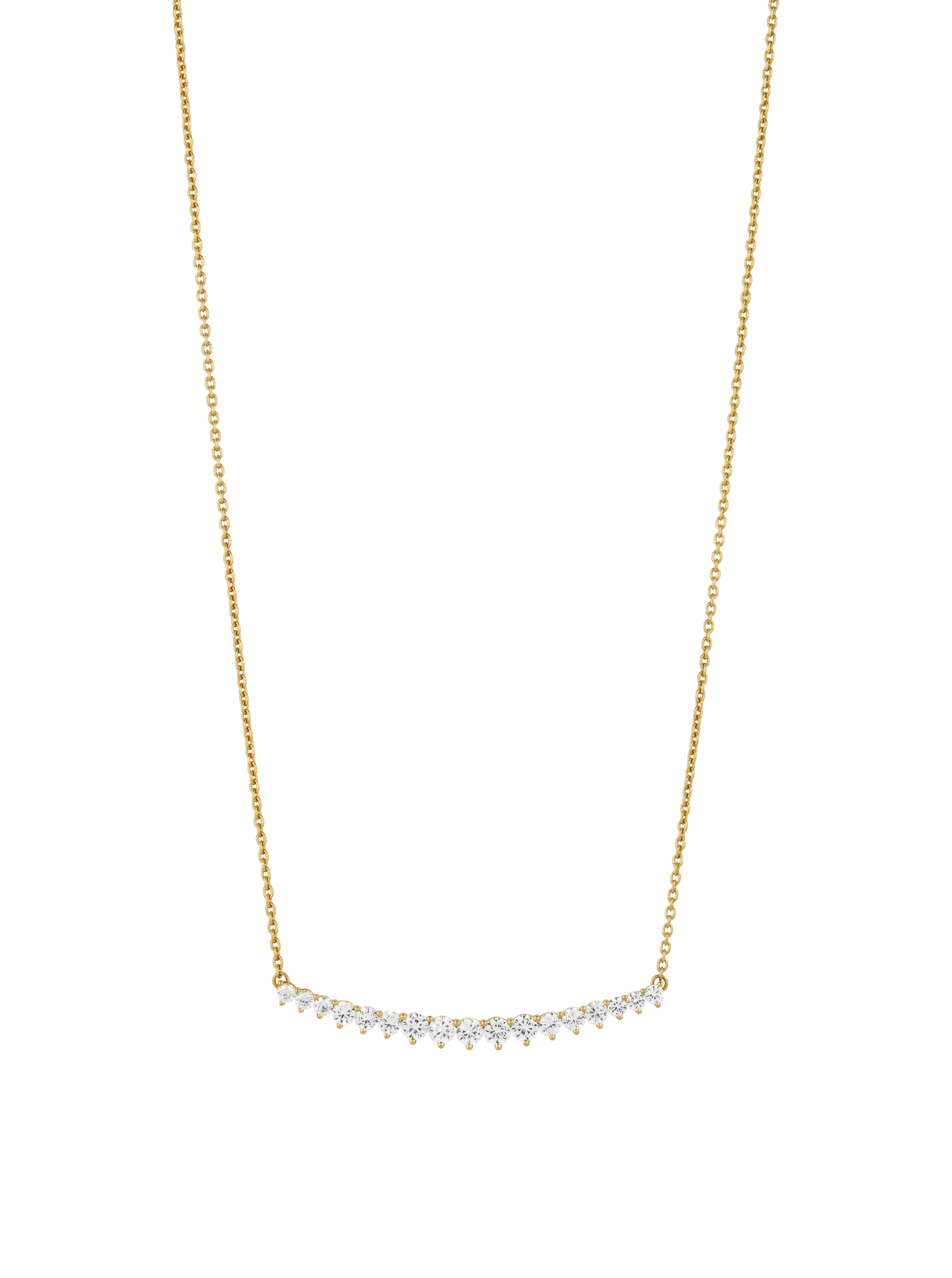LARGE CURVE NECKLACE IN LAB WHITE SAPPHIRE, 18K GOLD VERMEIL