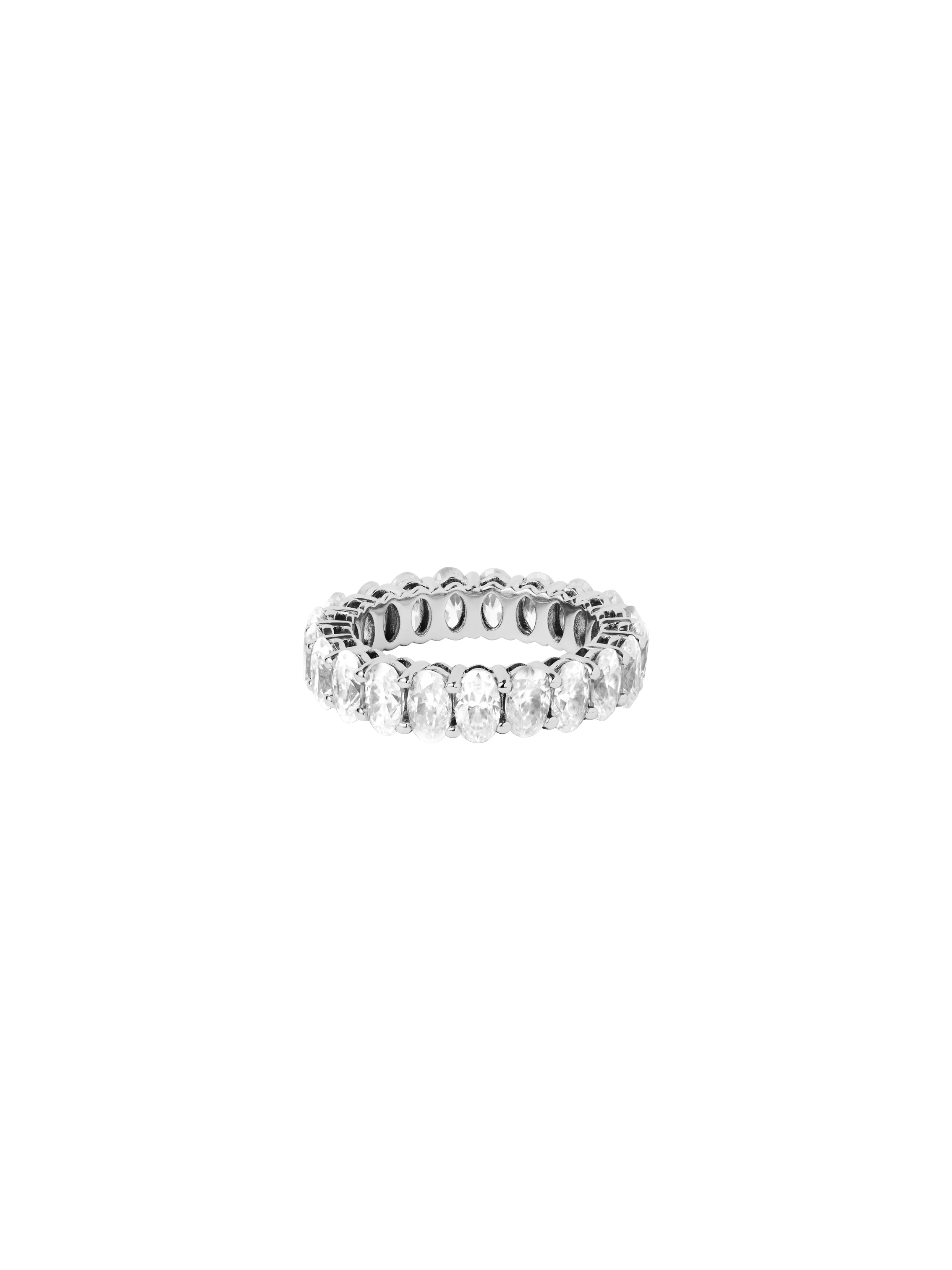 OVAL CUT ETERNITY BAND IN MOISSANITE, STERLING SILVER