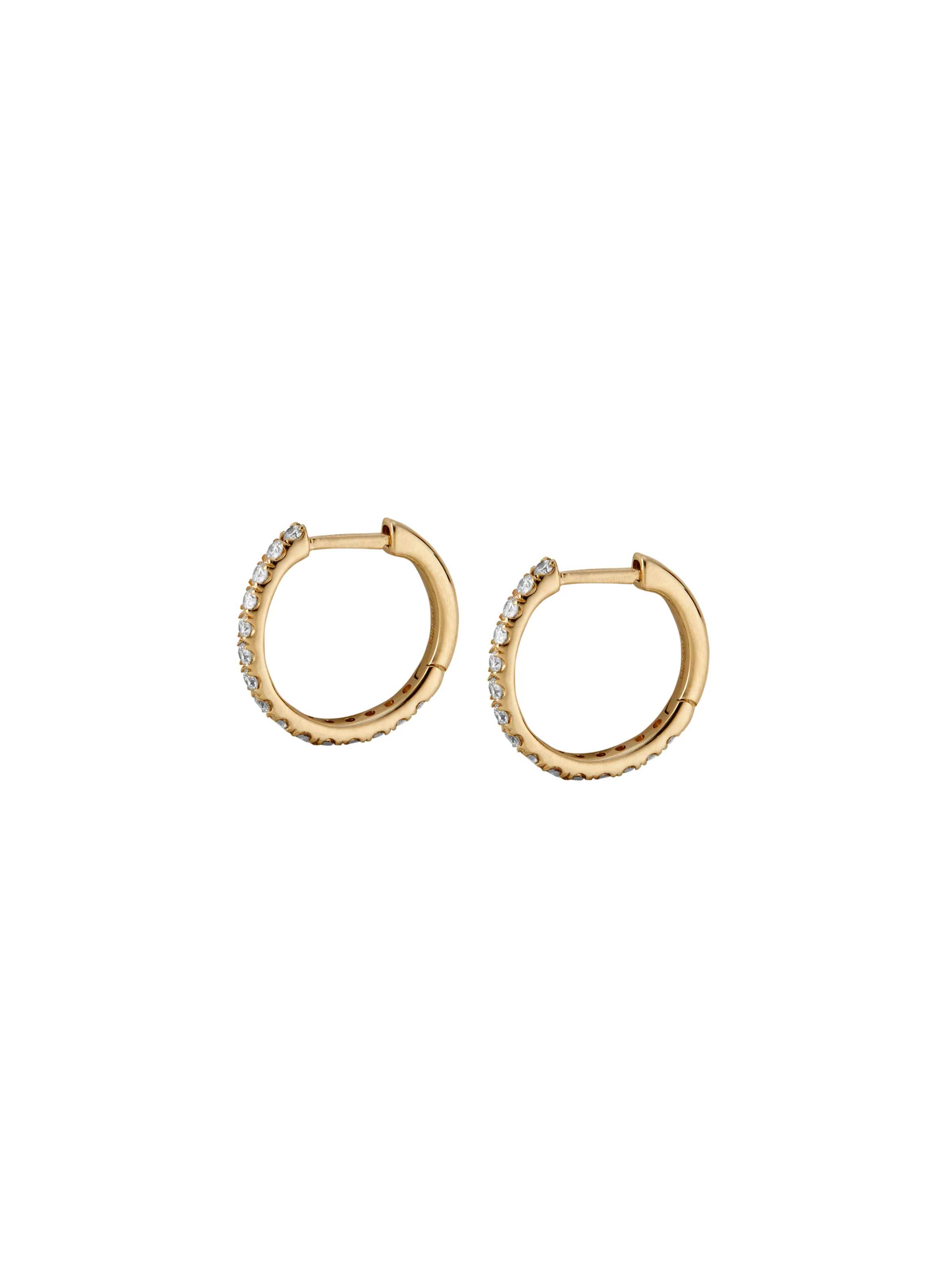 14K PAVÉ HUGGIE EARRING IN LAB DIAMOND, 14K YELLOW GOLD - Image 2