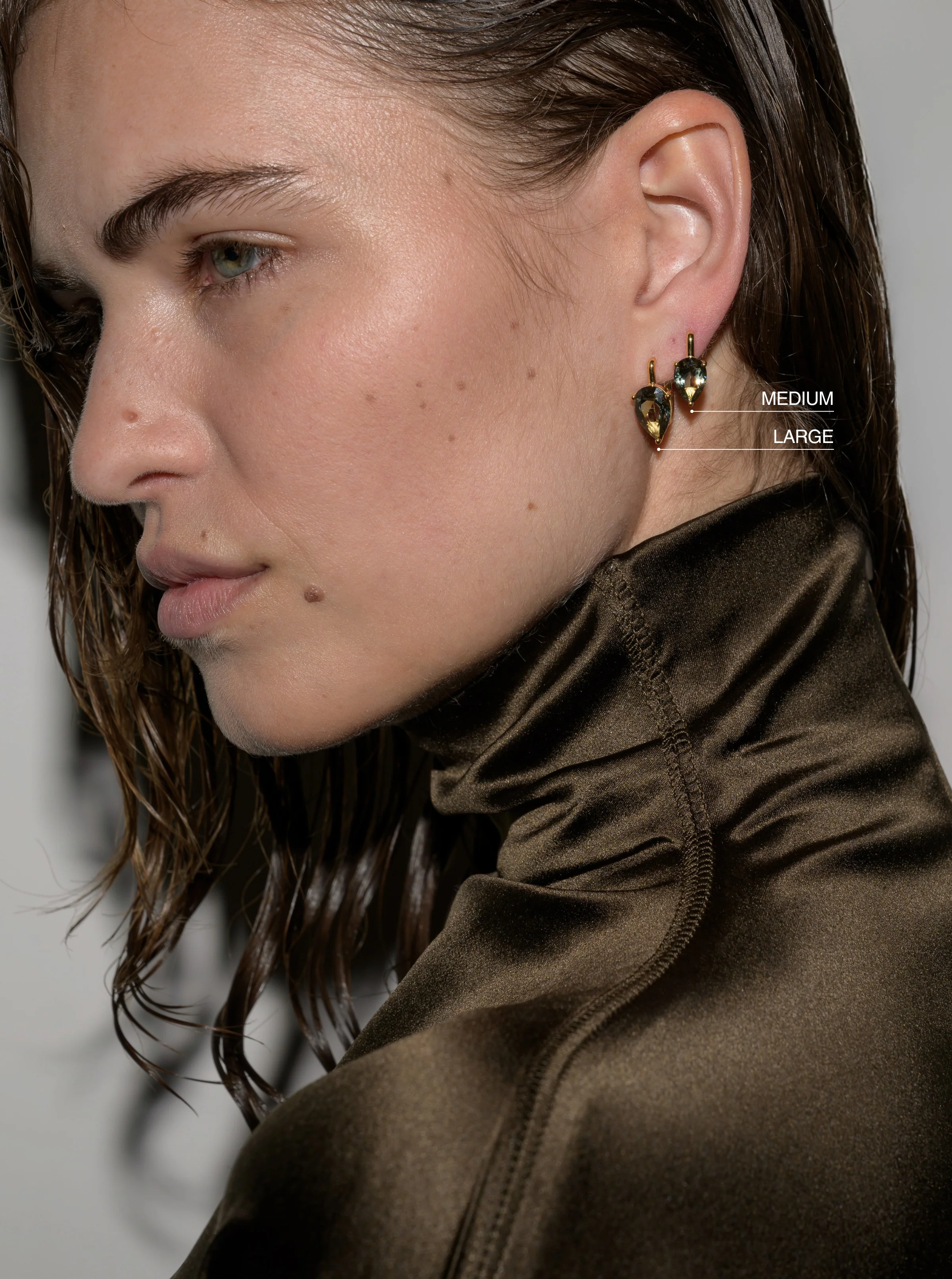 PORTER PEAR-CUT EARRINGS IN LAB MOSS GREEN TOURMALINE, 18K GOLD VERMEIL - Image 3