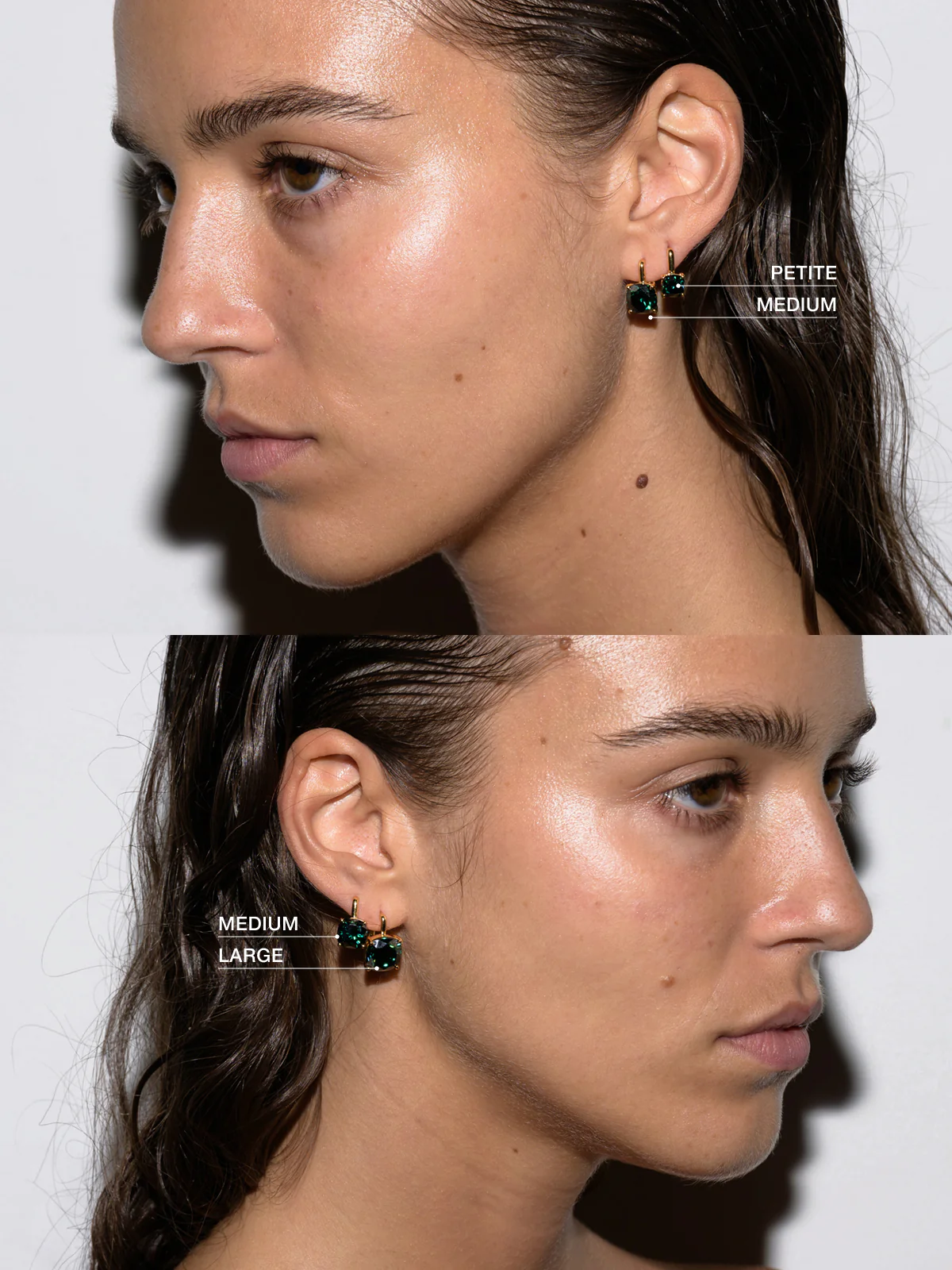 PORTER CUSHION-CUT EARRINGS IN VIRIDIAN GREEN MOISSANITE, 18K GOLD VERMEIL - Image 3
