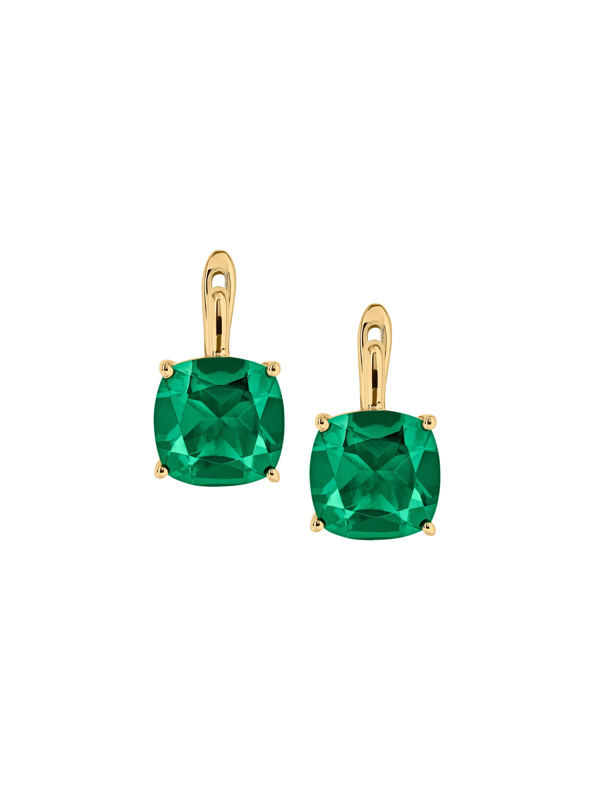 PORTER CUSHION-CUT EARRINGS IN LAB EMERALD, 18K GOLD VERMEIL