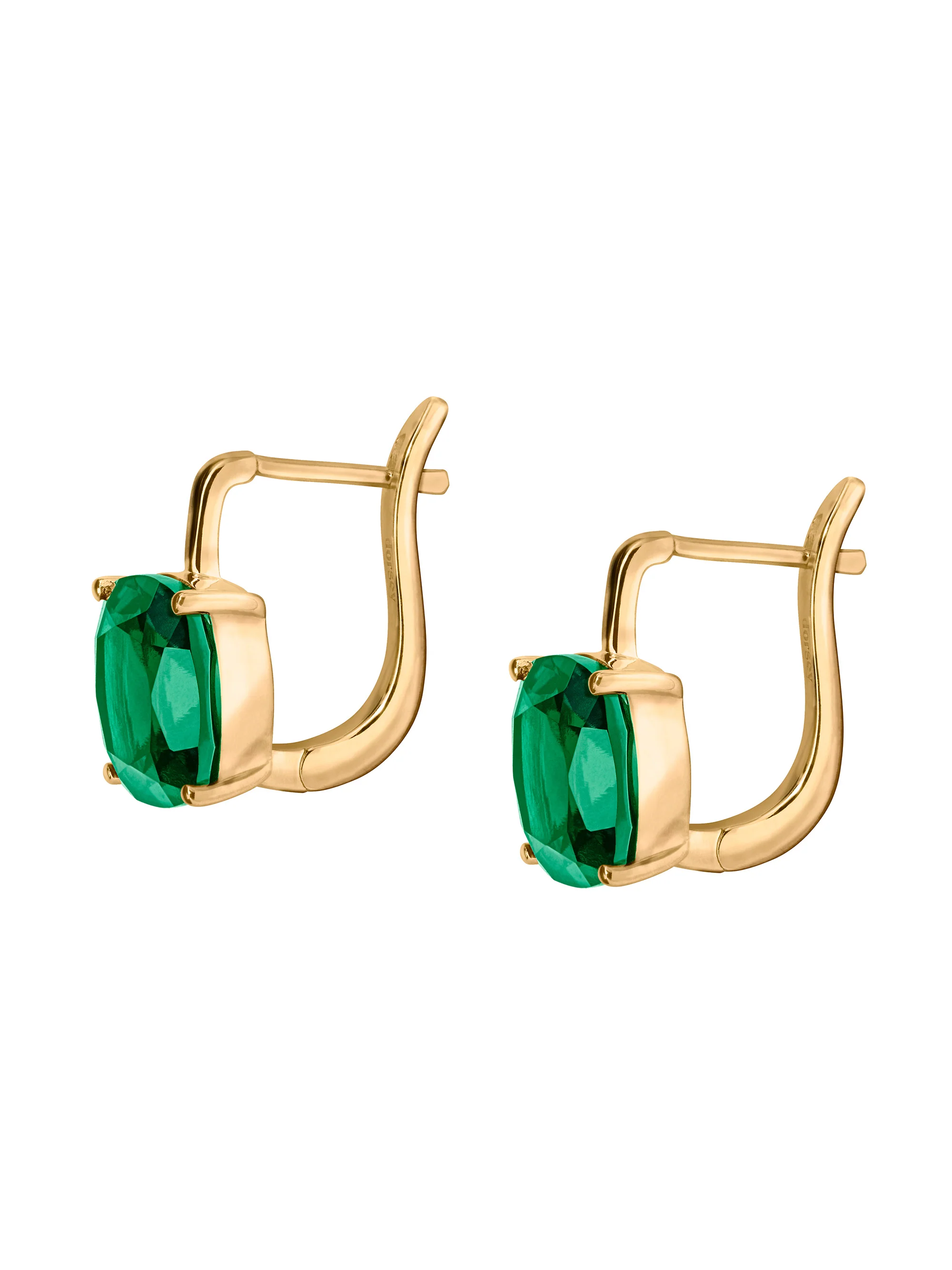 PORTER CUSHION-CUT EARRINGS IN LAB EMERALD, 18K GOLD VERMEIL - Image 2