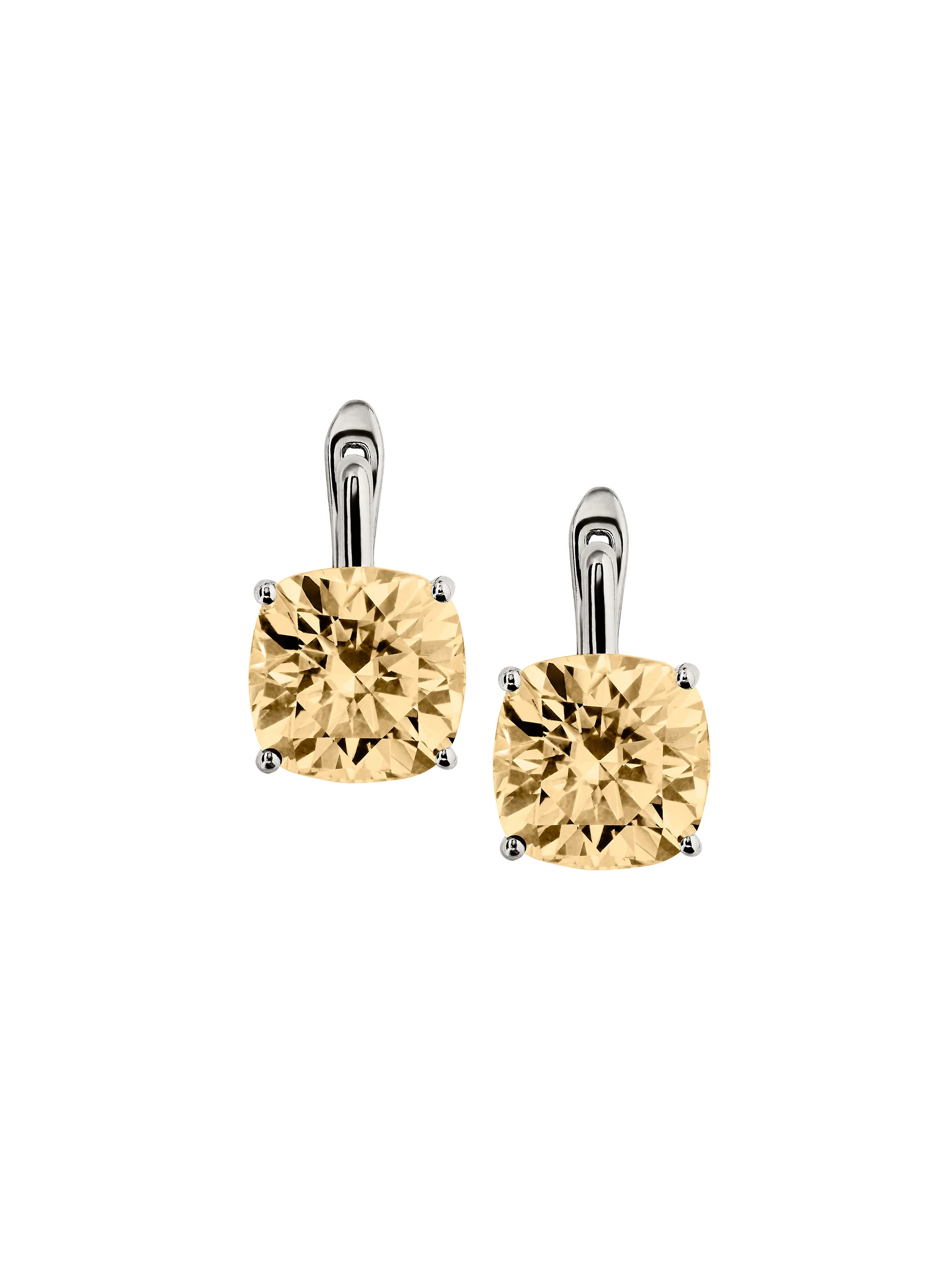 PORTER CUSHION-CUT EARRINGS IN HONEY MOISSANITE, STERLING SILVER
