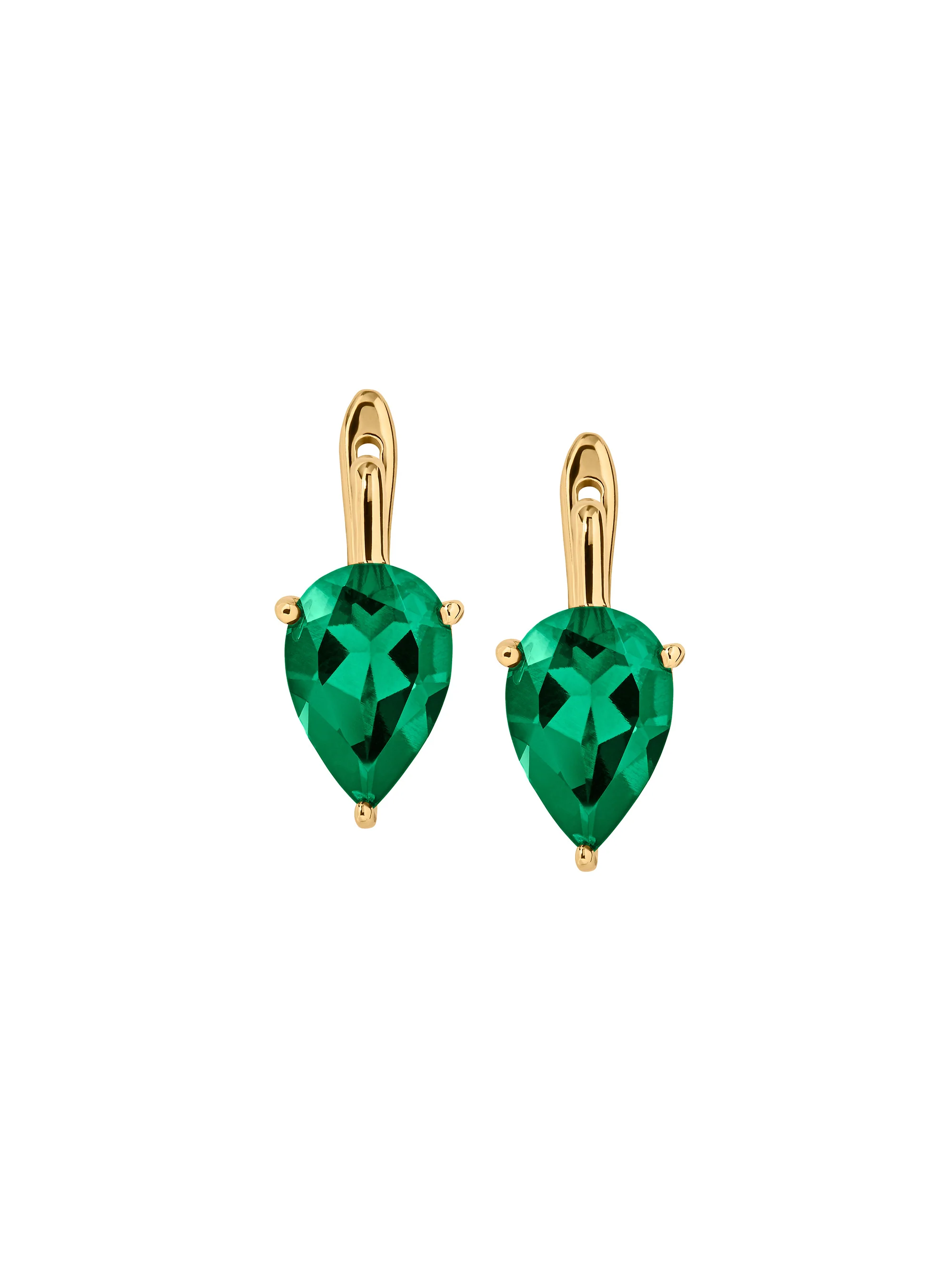 PORTER PEAR-CUT EARRINGS IN LAB EMERALD, 18K GOLD VERMEIL