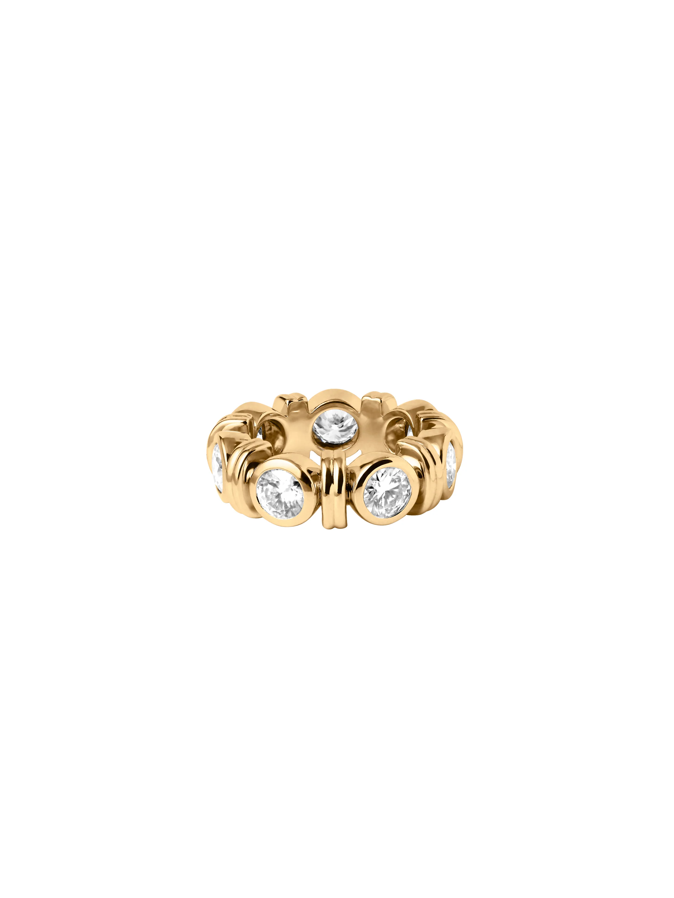 RHEN ROUND-CUT RING MOISSANITE, 18K GOLD VERMEIL