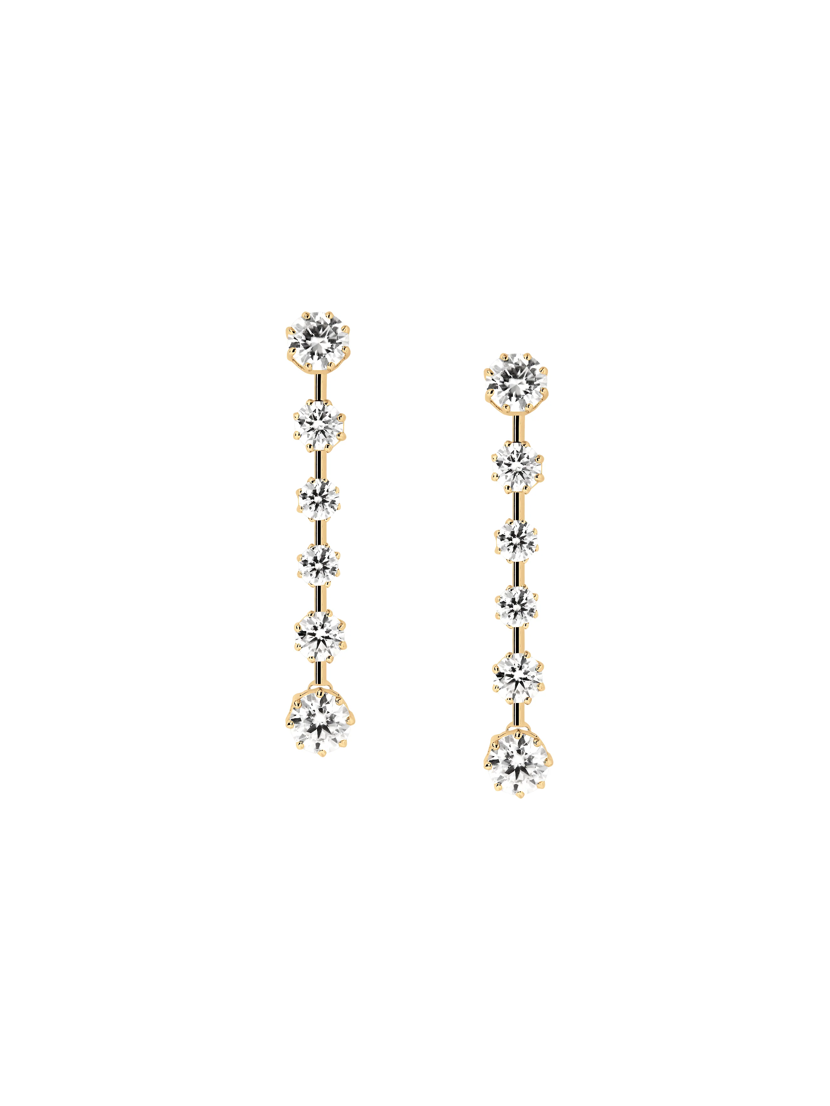 COLETTE 6-STONE DROP EARRINGS IN MOISSANITE, 18K GOLD VERMEIL
