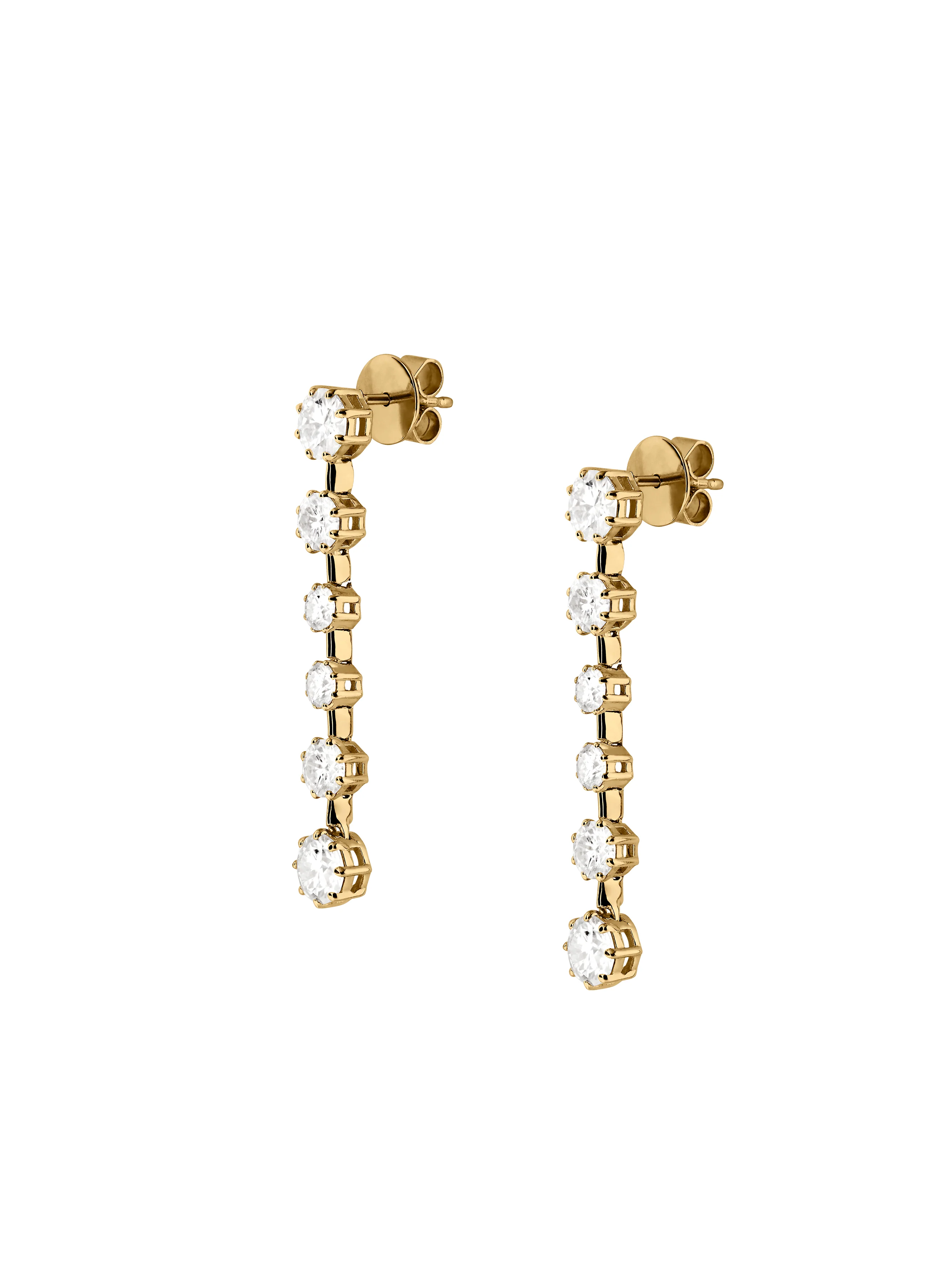 COLETTE 6-STONE DROP EARRINGS IN MOISSANITE, 18K GOLD VERMEIL - Image 2