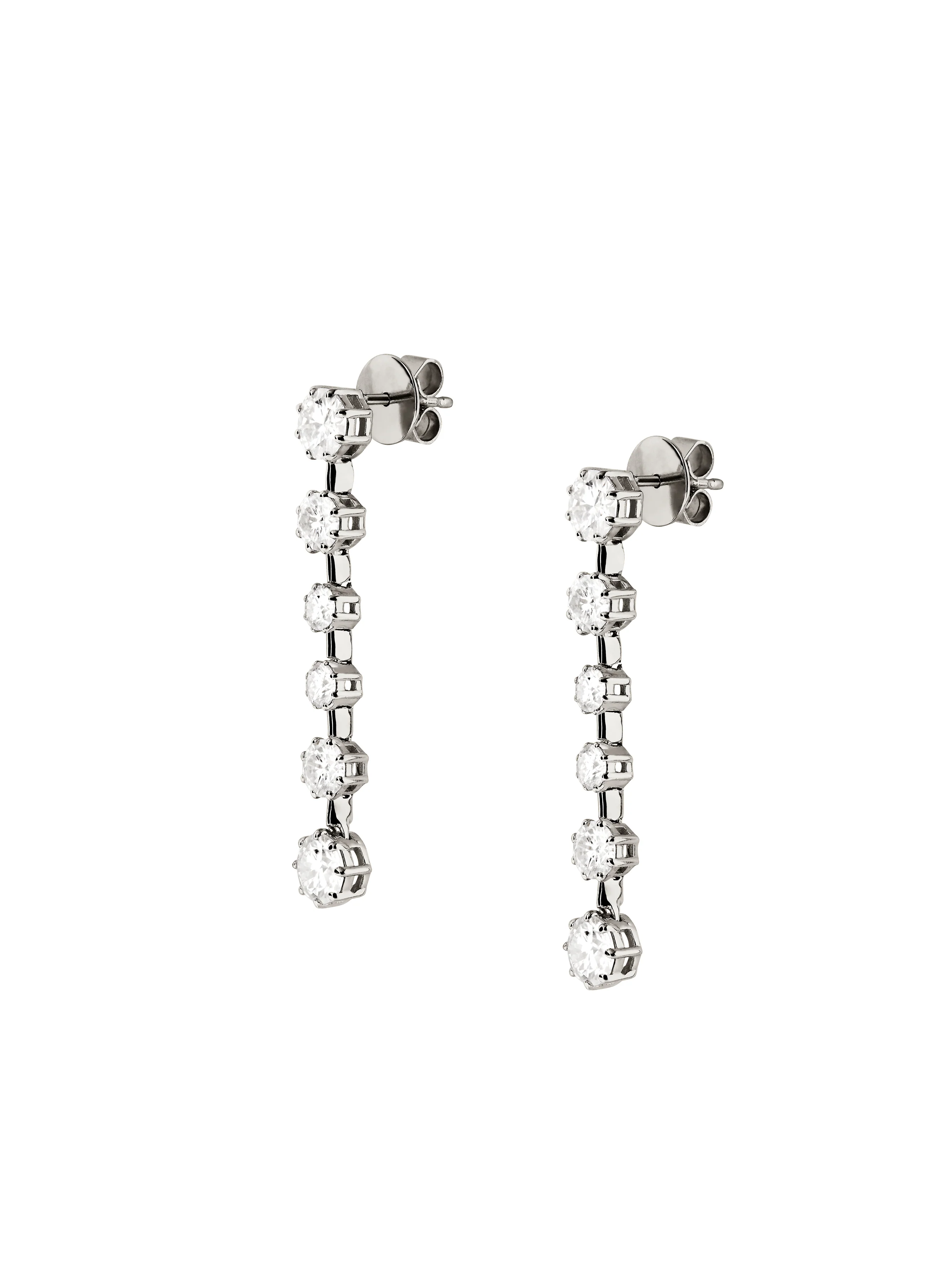 COLETTE 6-STONE DROP EARRINGS IN MOISSANITE, STERLING SILVER - Image 2