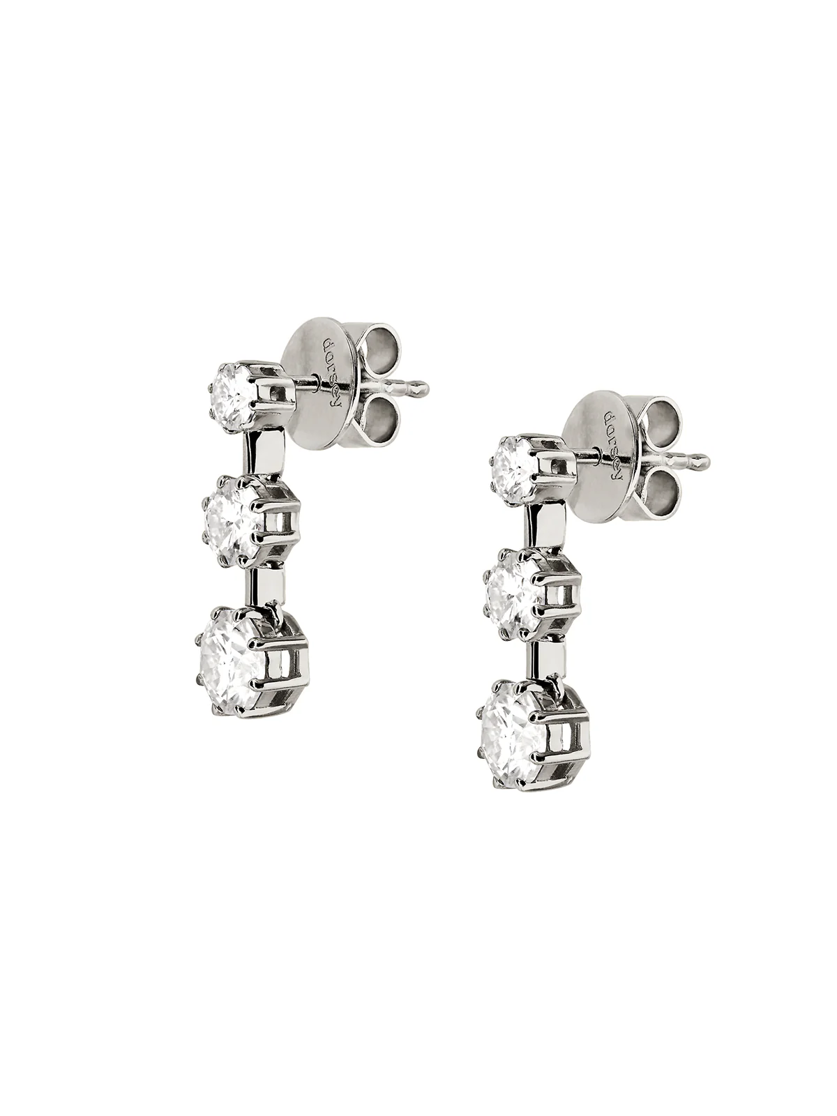 COLETTE 3-STONE DROP EARRINGS IN MOISSANITE, STERLING SILVER - Image 2